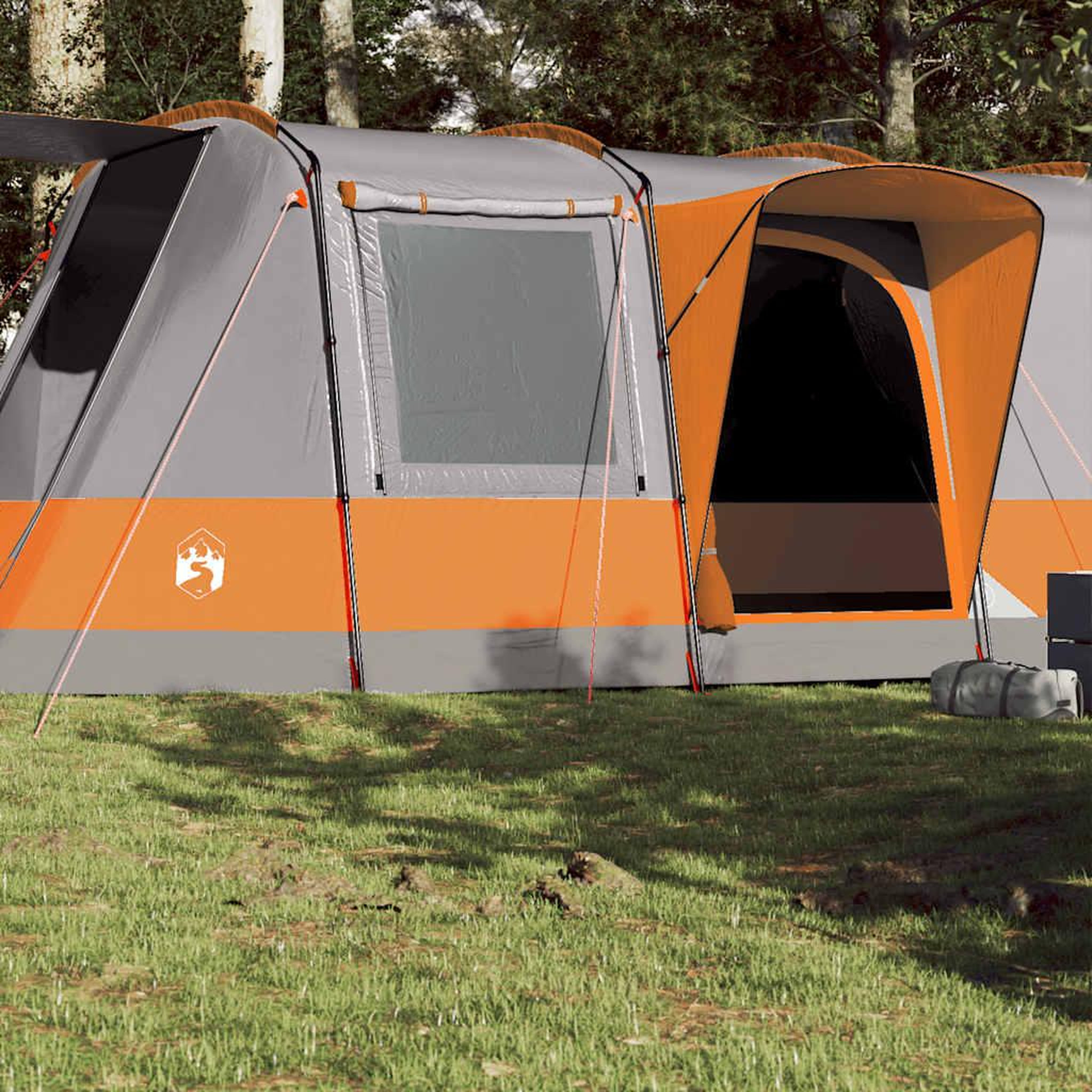 VIDAXL Tente de camping tunnel 4 personnes gris et orange impermeable