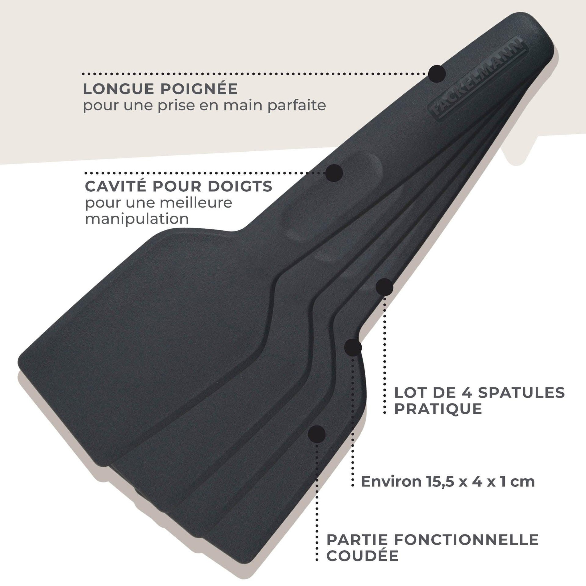 Voir la diapositive 3 : Fackelmann Lot de 4 spatules à raclette 16 cm fackelmann