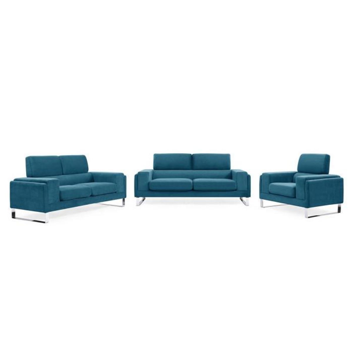 Paris Prix Canapé 3 Places Velours Côtelé  Ezekiel  198cm Bleu