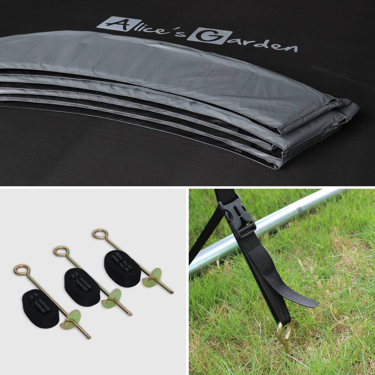 SWEEEK Trampoline Ø 305cm - Mars Inner XXL- trampoline de jardin gris avec filet de protection intérieur. échelle. bâche. filet pour chaussures et kit d'ancrage 3.05m 305cm