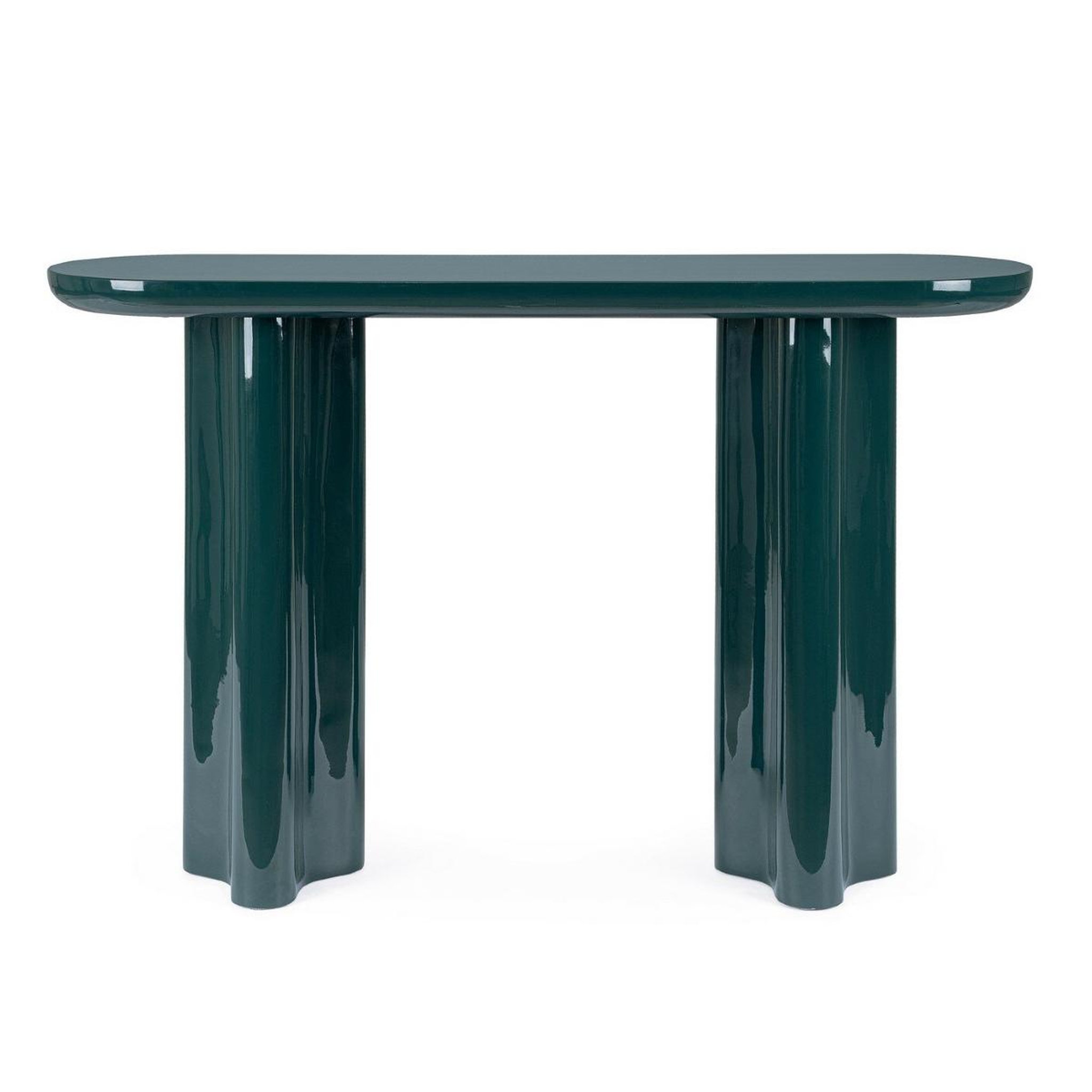 Voir la diapositive 3 : JLC KREATION Console design laquée bleu emeraude 120cm emeralda