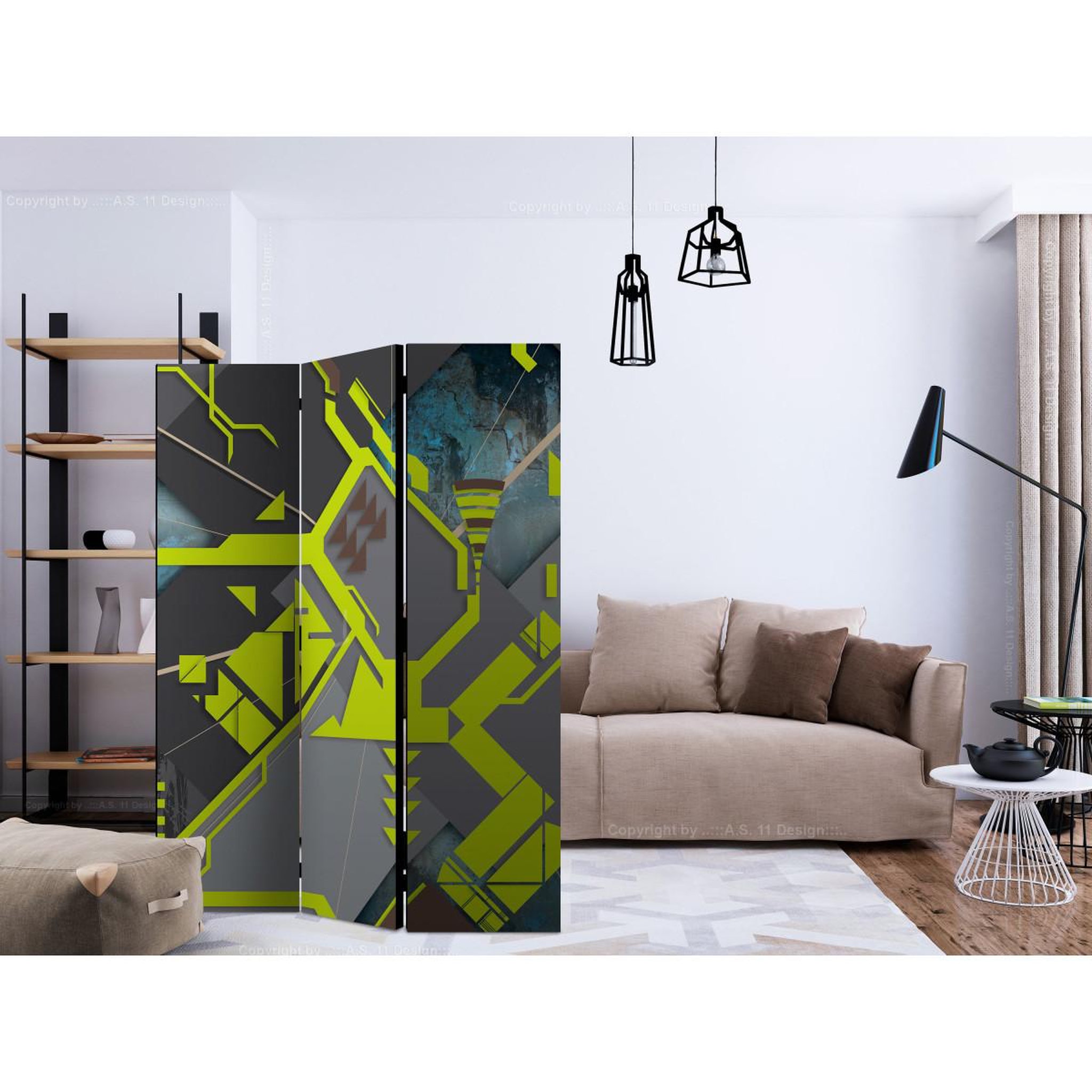 Voir la diapositive 2 : Paris Prix Paravent 3 volets  dynamic paths  135x172cm