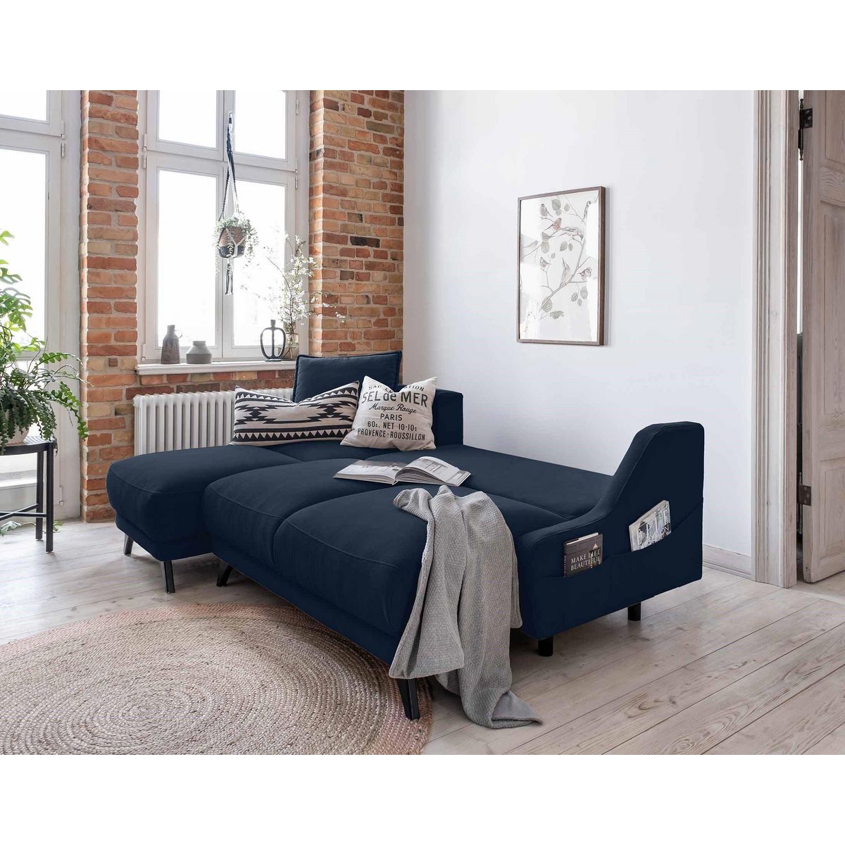 BEST MOBILIER Royal - canapé d'angle gauche - 4 places - convertible avec coffre - en velours