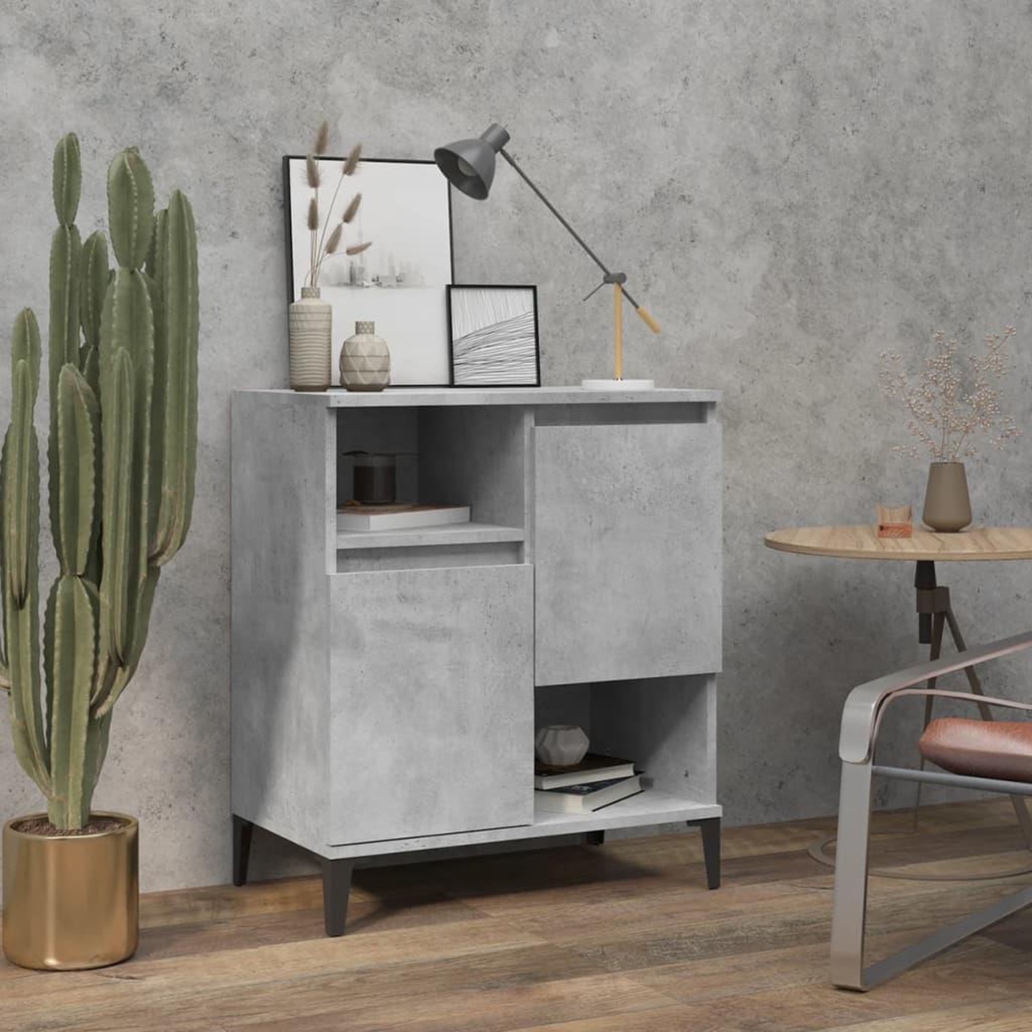 Voir la diapositive 1 : VIDAXL Buffet Gris beton 60x35x70 cm Bois d'ingenierie