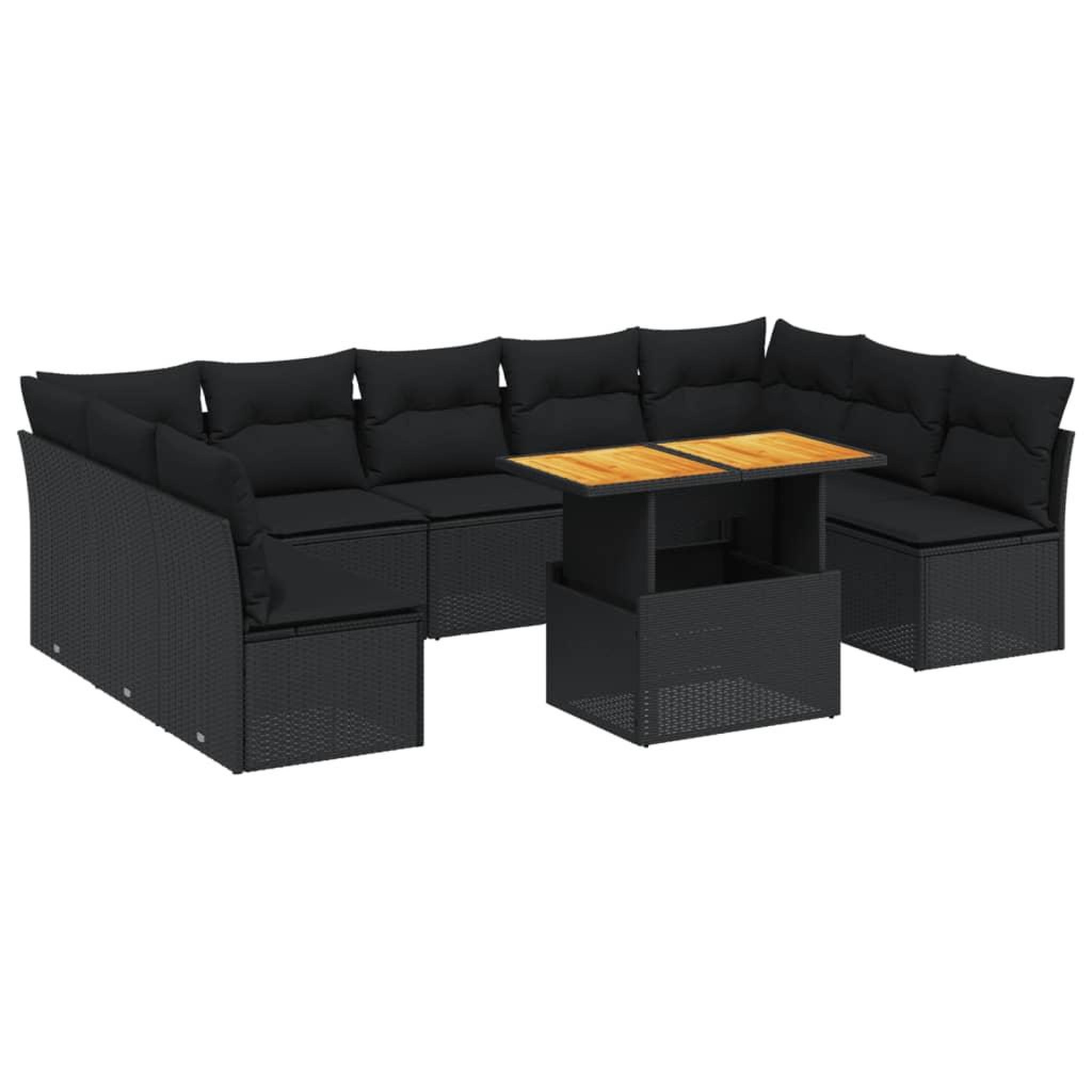 Voir la diapositive 2 : VIDAXL Salon de jardin 10 pcs avec coussins noir resine tressee