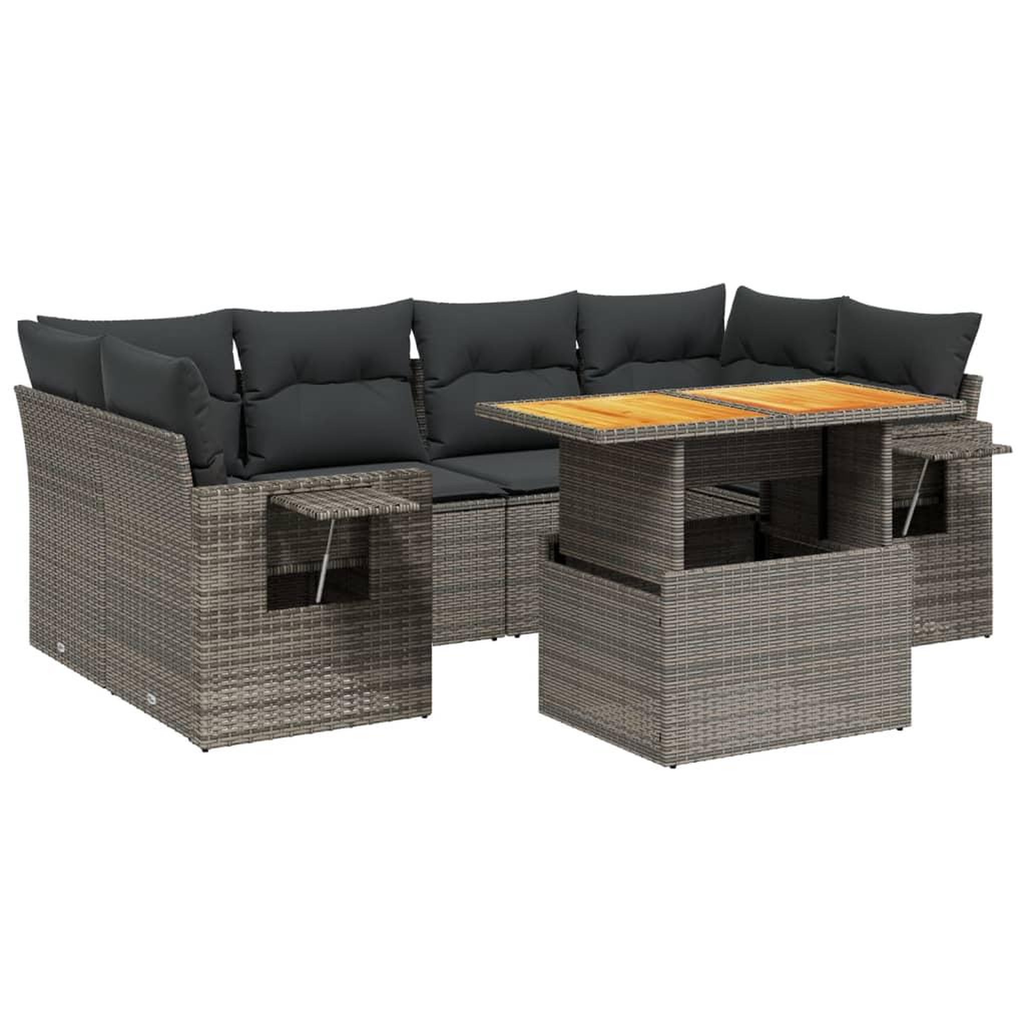 Voir la diapositive 2 : VIDAXL Salon de jardin avec coussins 7 pcs gris resine tressee