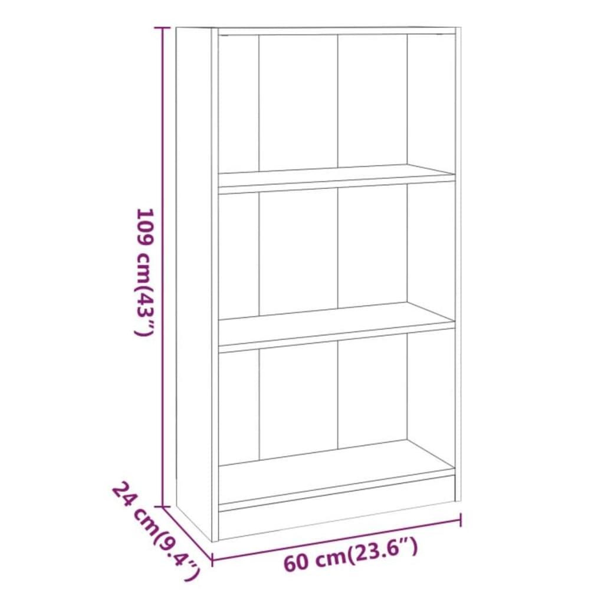 Voir la diapositive 6 : VIDAXL Bibliotheque Chene fume 60x24x109 cm Bois d'ingenierie