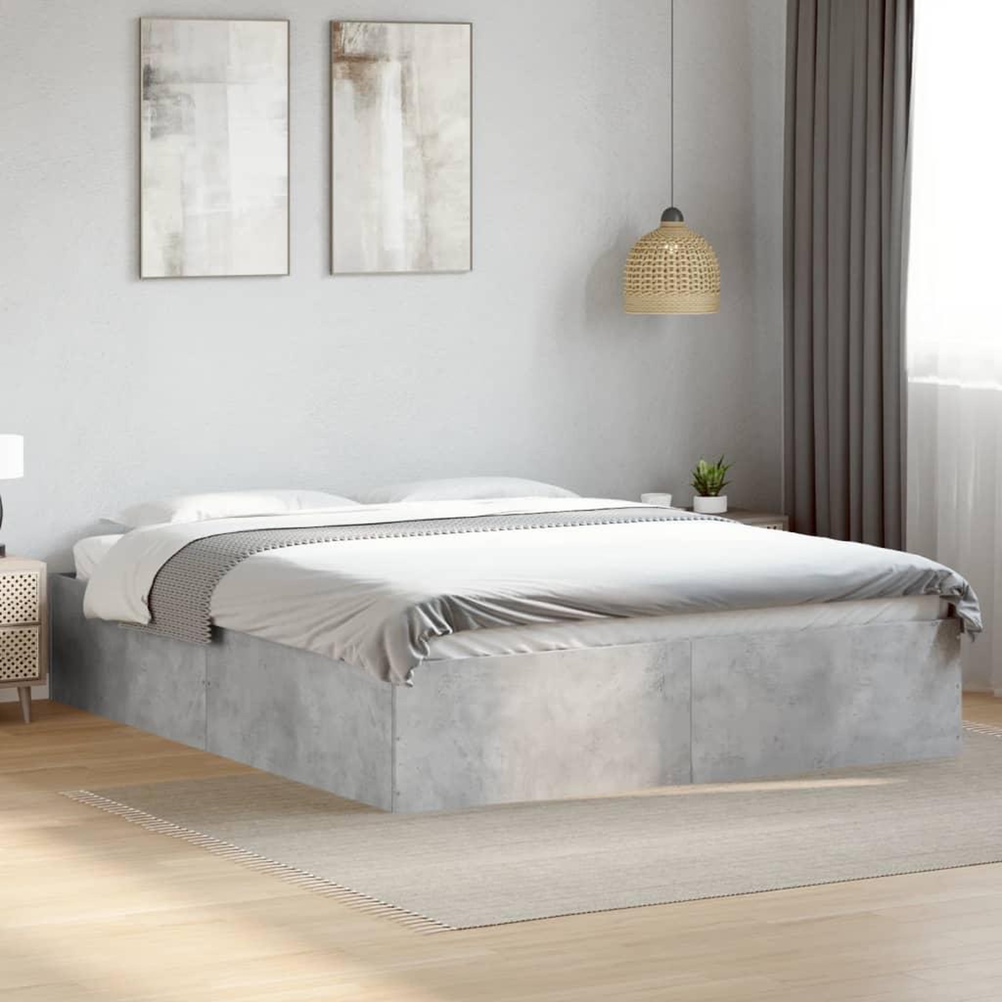 VIDAXL Cadre de lit sans matelas gris beton 150x200 cm