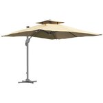 OUTSUNNY Parasol déporté carré pivotant 360° manivelle dim. 2,97L x 2,97l x 2,64H m alu. polyester beige