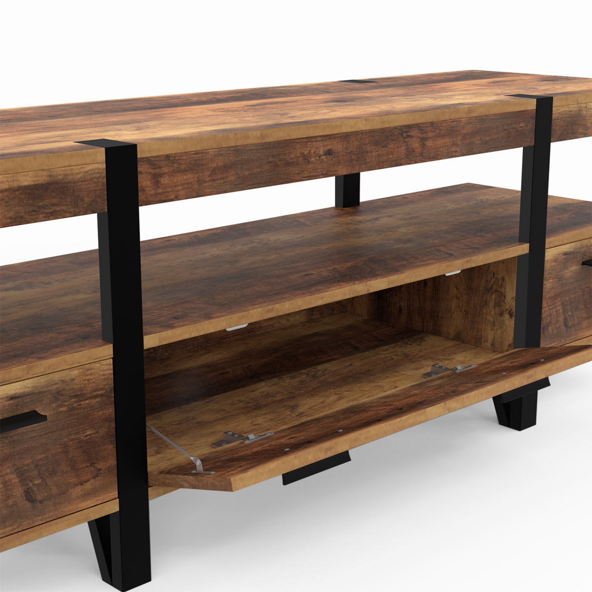 ID MARKET Meuble TV 140 cm AUSTRIA avec tiroirs bois pieds épingle