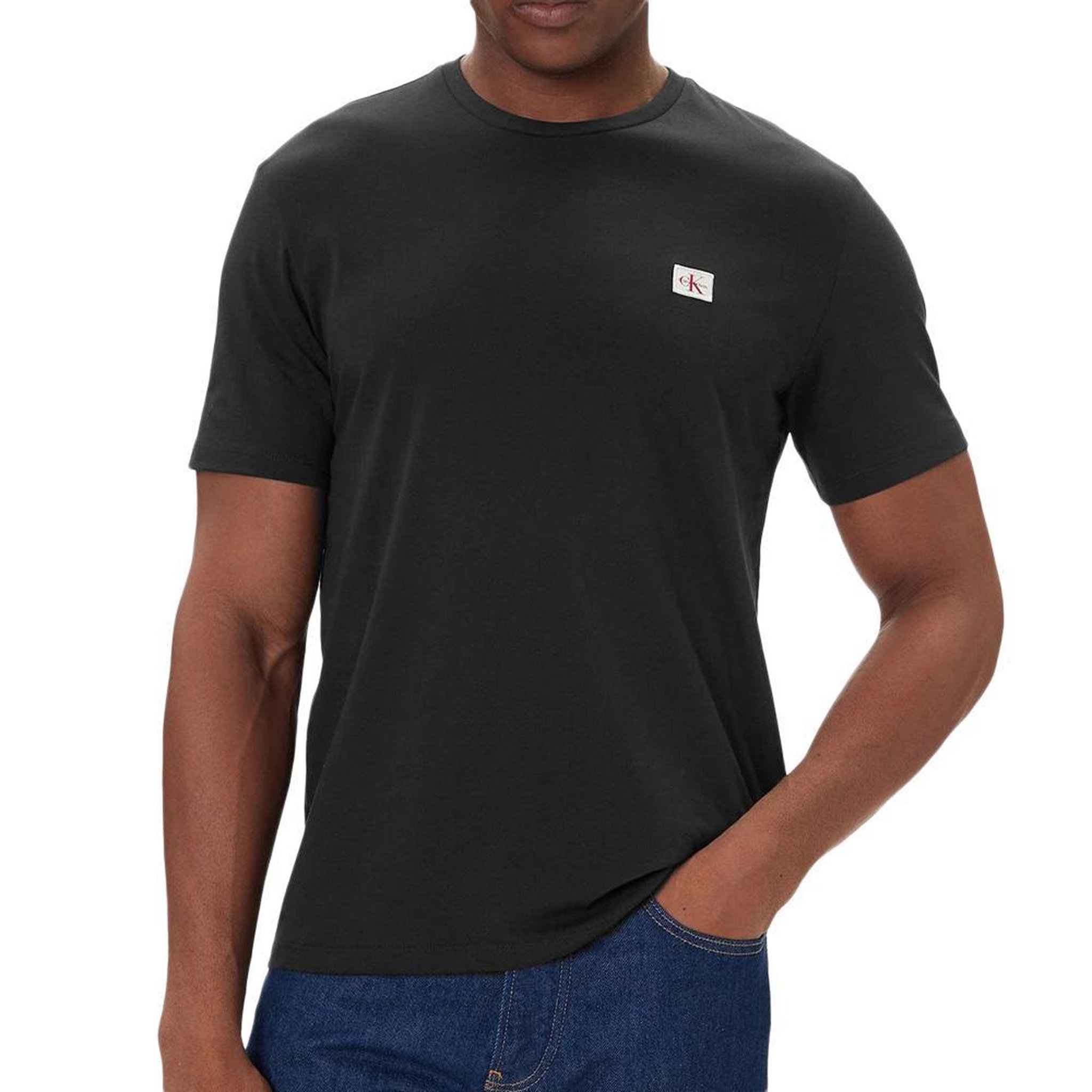 Voir la diapositive 2 : CALVIN KLEIN JEANS X2 T-Shirts Blanc/Noir Homme Calvin Klein Woven Label