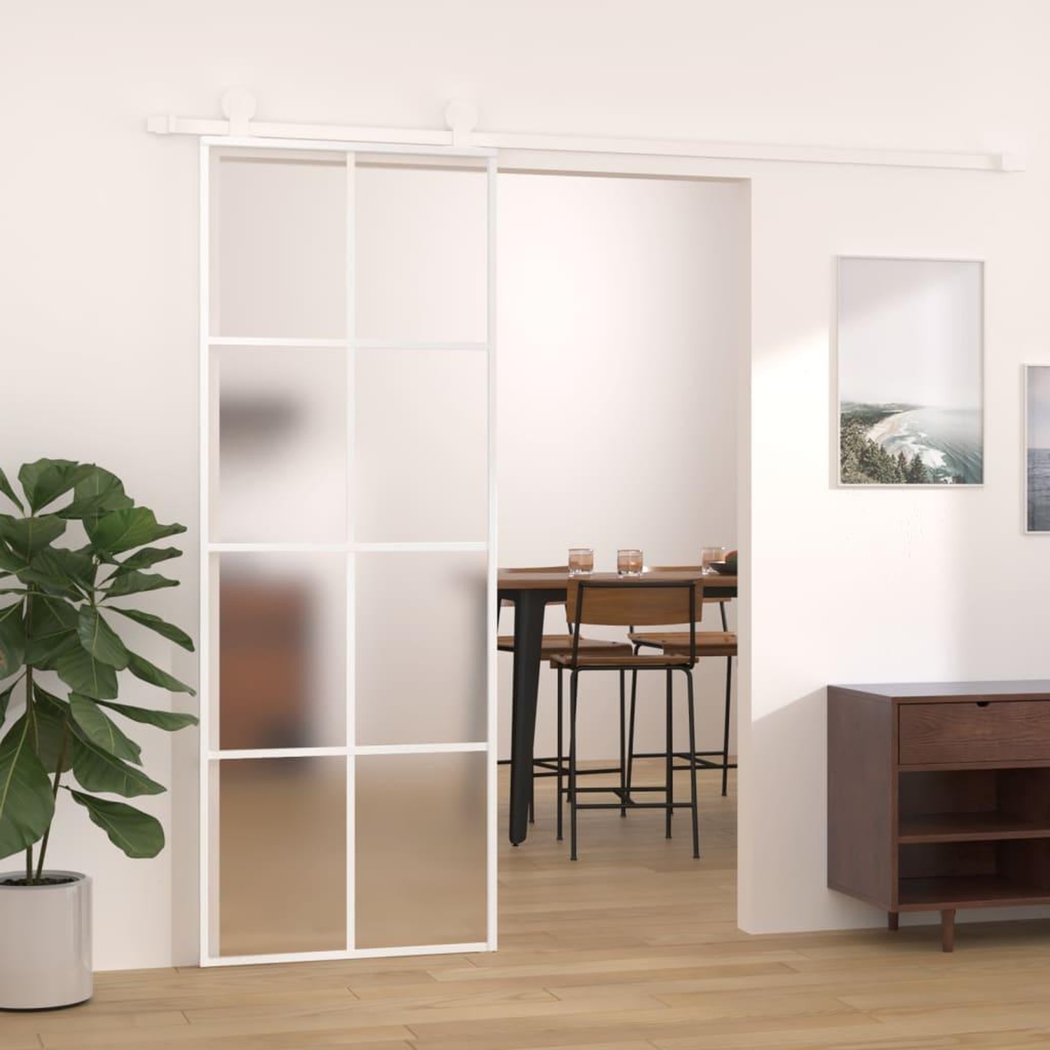 VIDAXL Porte coulissante Verre ESG depoli et aluminium 76x205 cm Blanc