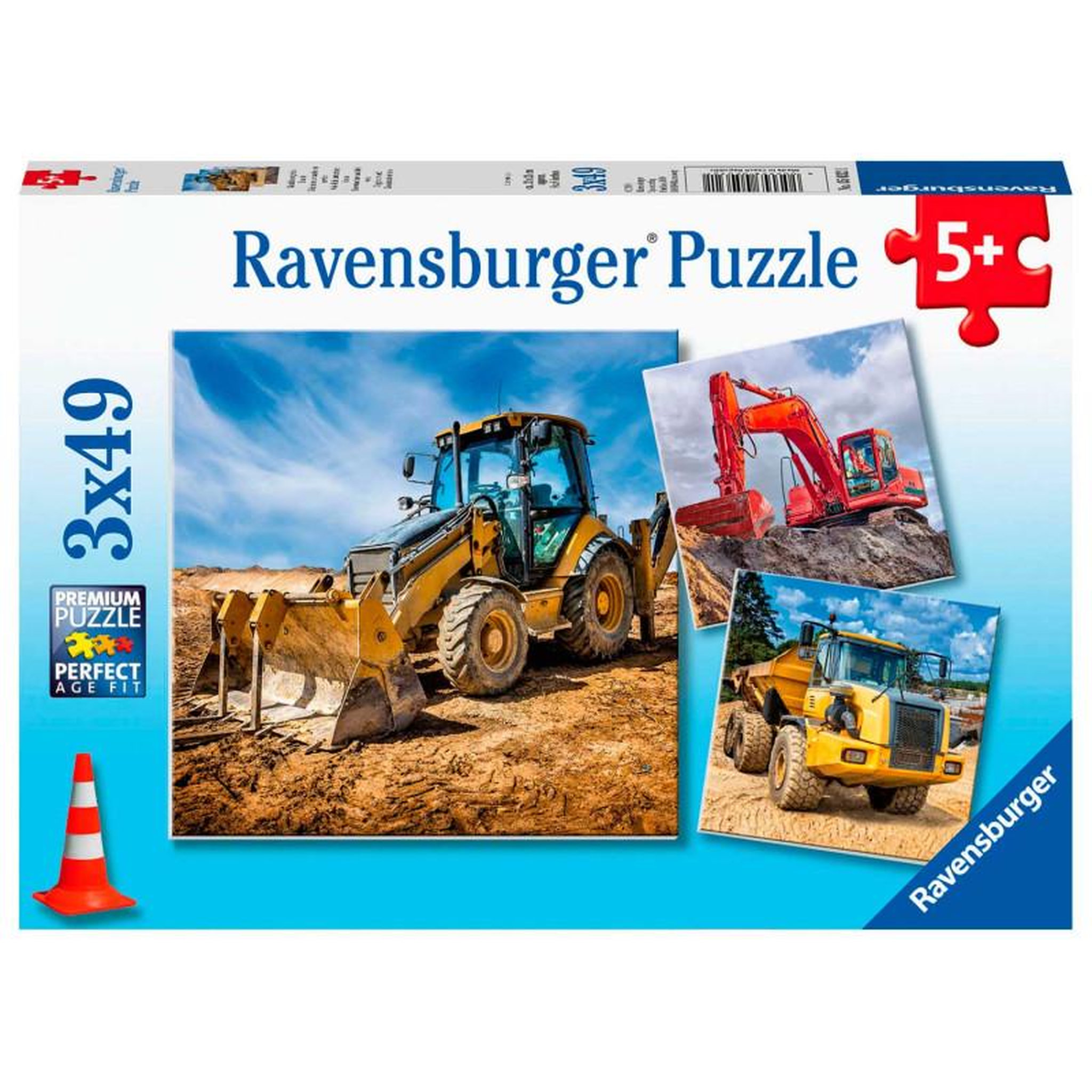 RAVENSBURGER RAVENSBURGER Construction Machines at Work Puzzle, 3x49pcs.