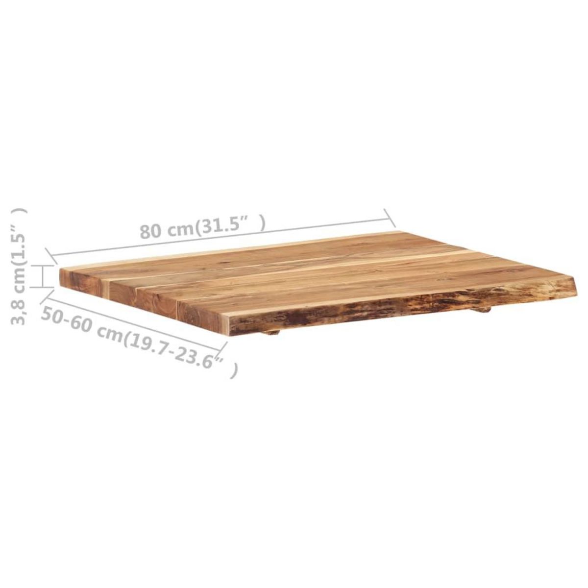 VIDAXL Dessus de table Bois d'acacia massif 80x(50-60)x3,8 cm