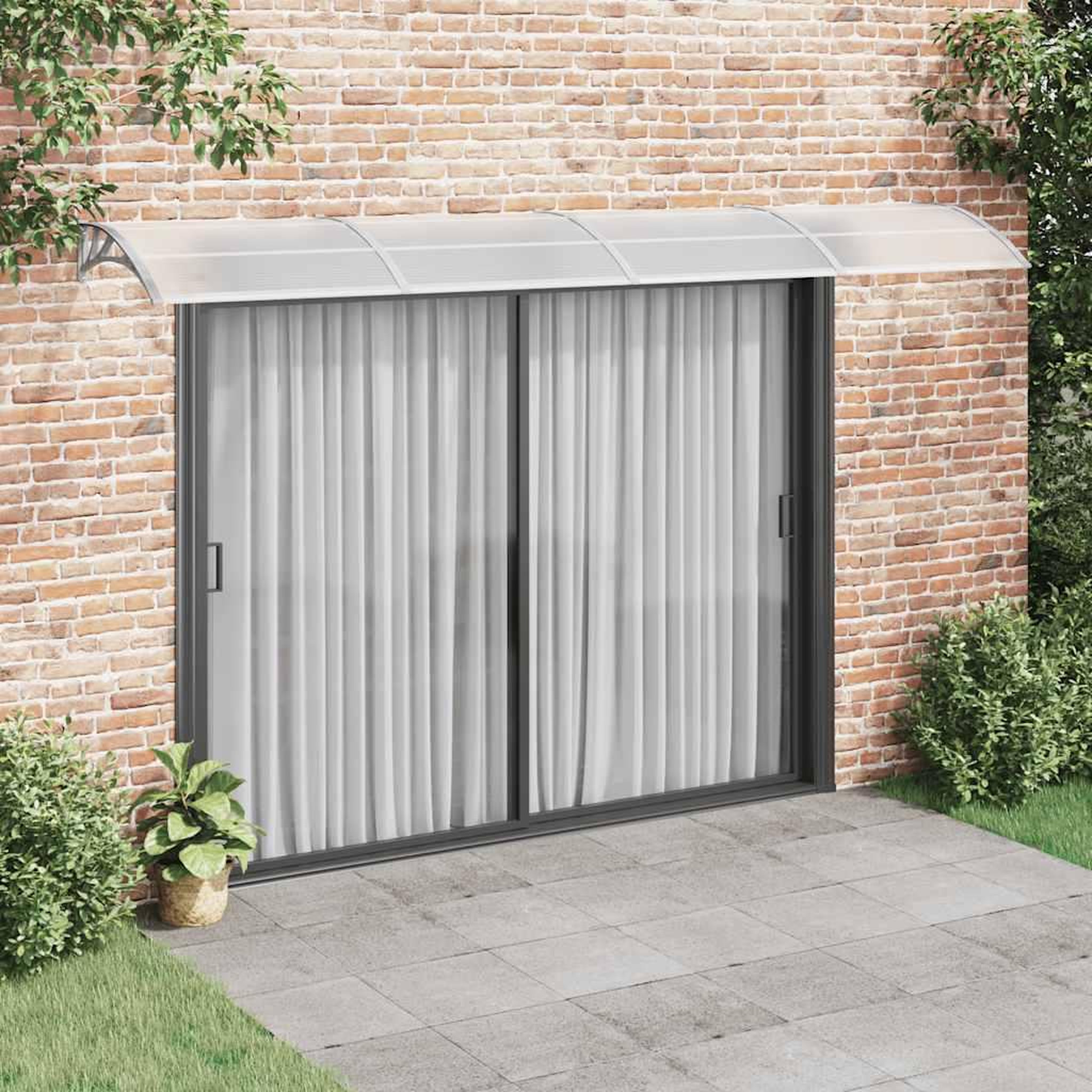 Voir la diapositive 1 : VIDAXL Auvent de porte Gris et transparent 400x75 cm Polycarbonate