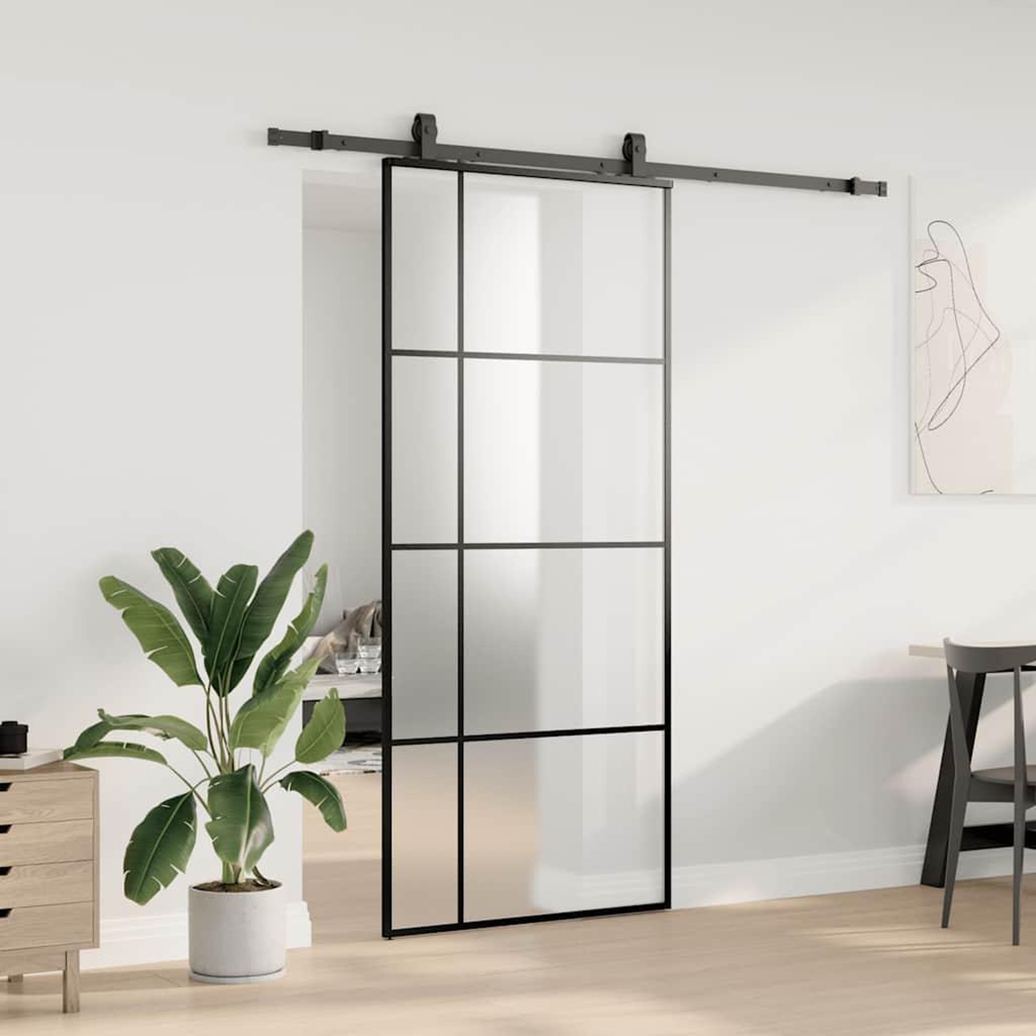 Voir la diapositive 3 : VIDAXL Porte coulissante kit de quincaillerie noir 90x205 cm verre ESG