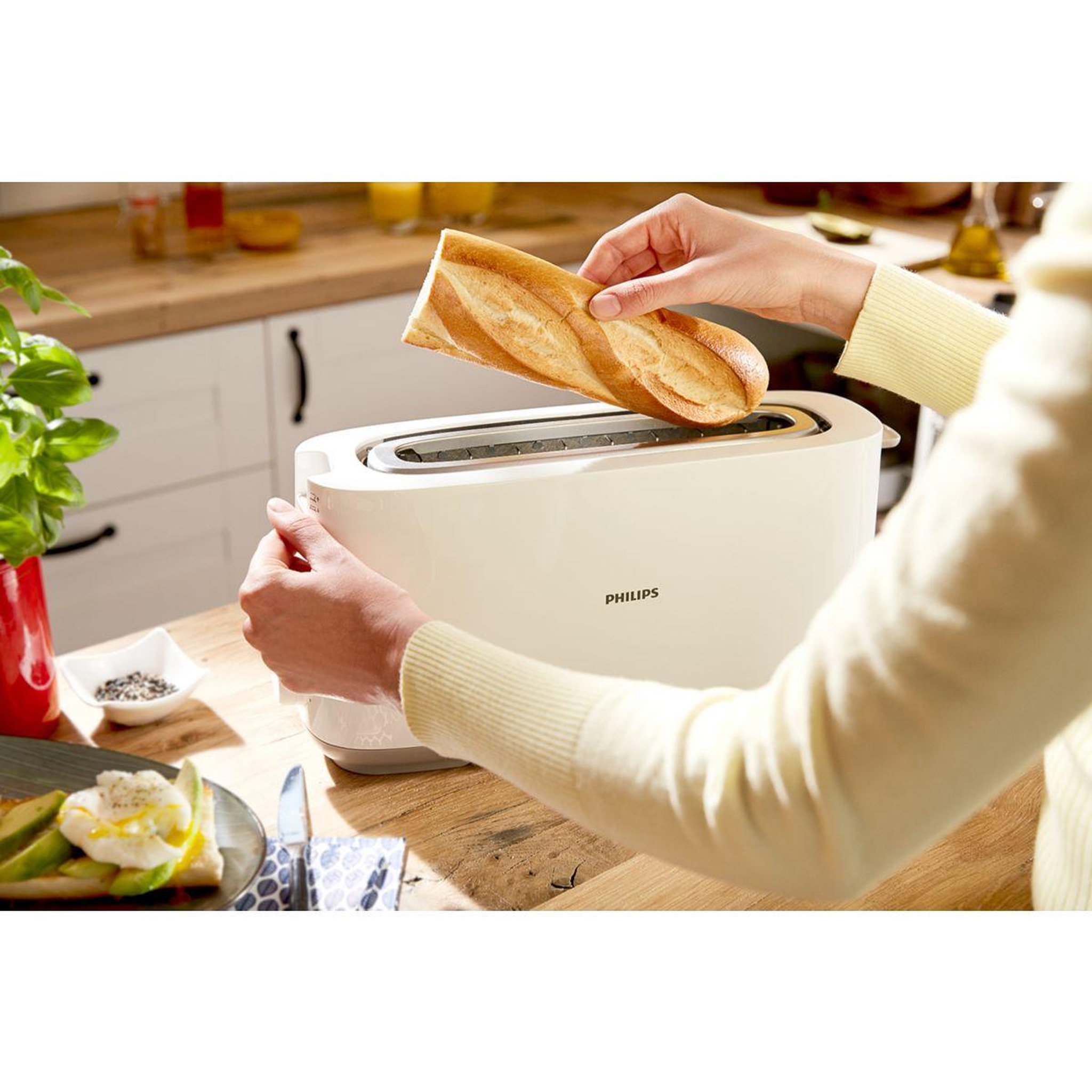 Voir la diapositive 4 : Philips Grille-pain hd2590/00 toaster blanc daily, 1 fente longue, 830w