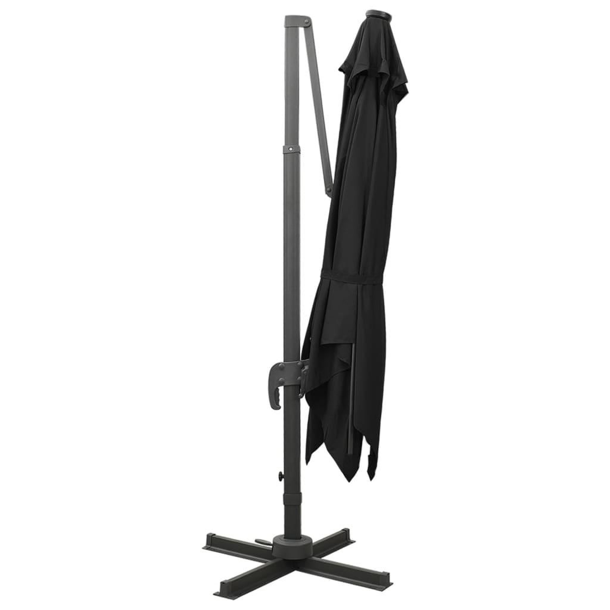 Voir la diapositive 3 : VIDAXL Parasol de jardin en porte-a-faux et mat et lumieres LED noir