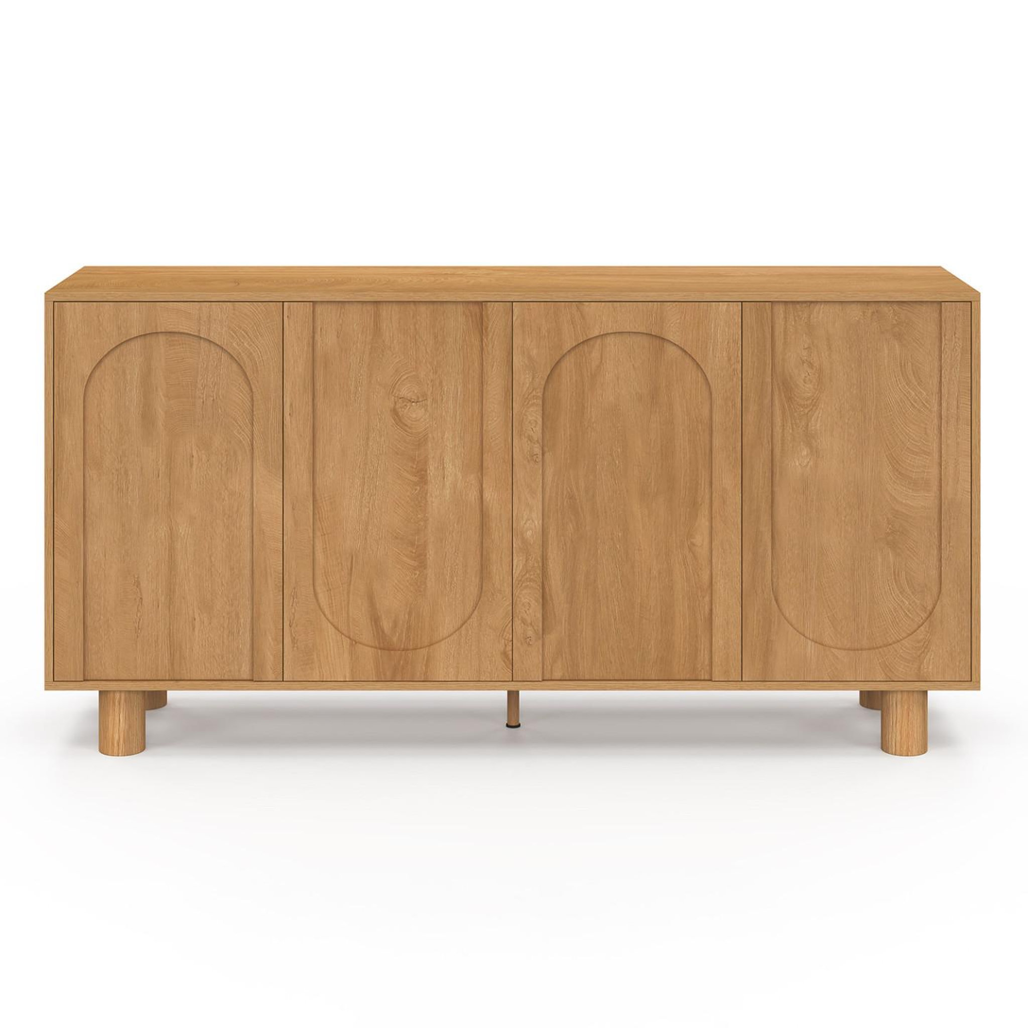 Voir la diapositive 3 : ID MARKET Buffet 160 cm archie 4 portes design arche effet bois