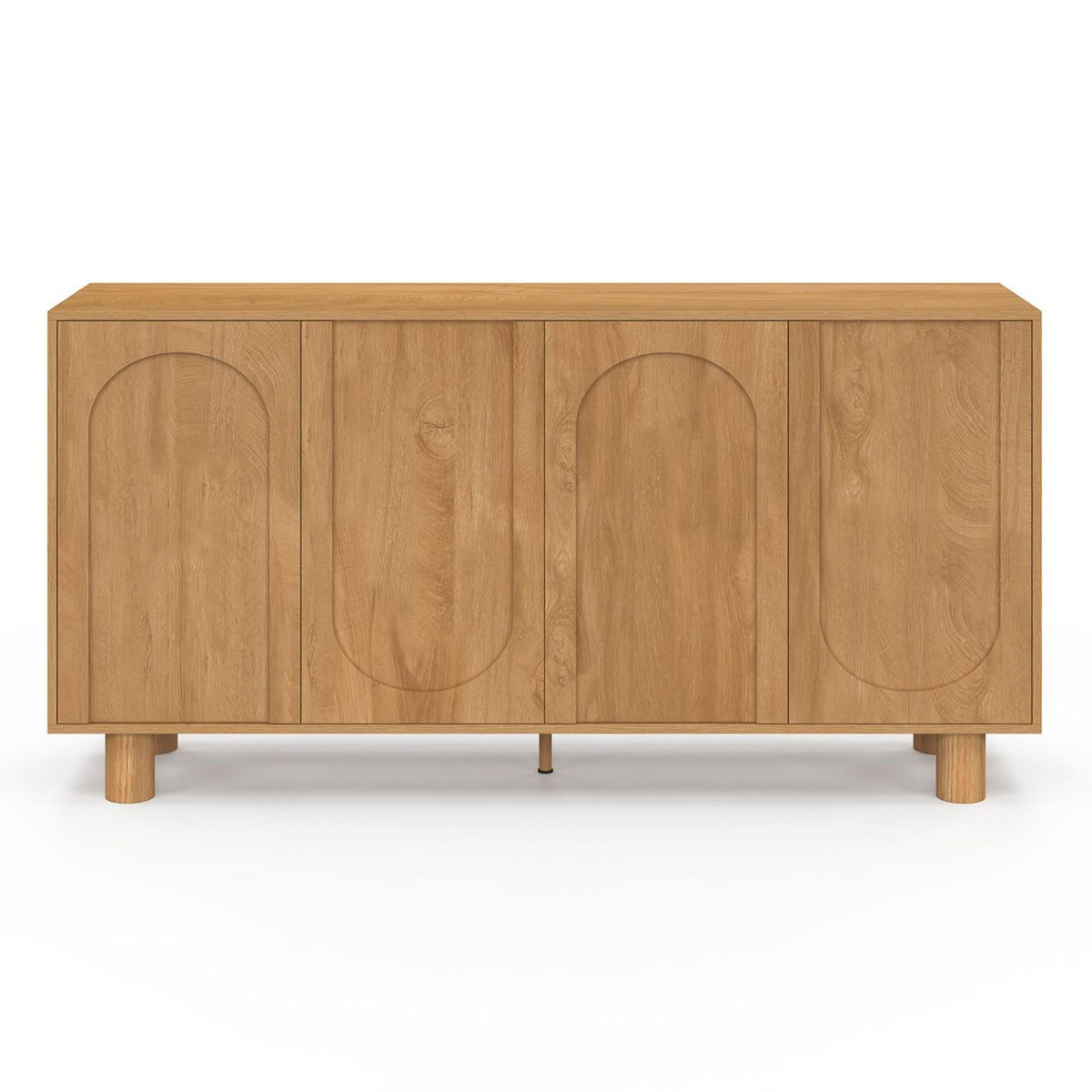 ID MARKET Buffet 160 cm ARCHIE 4 portes design arche bois façon chêne