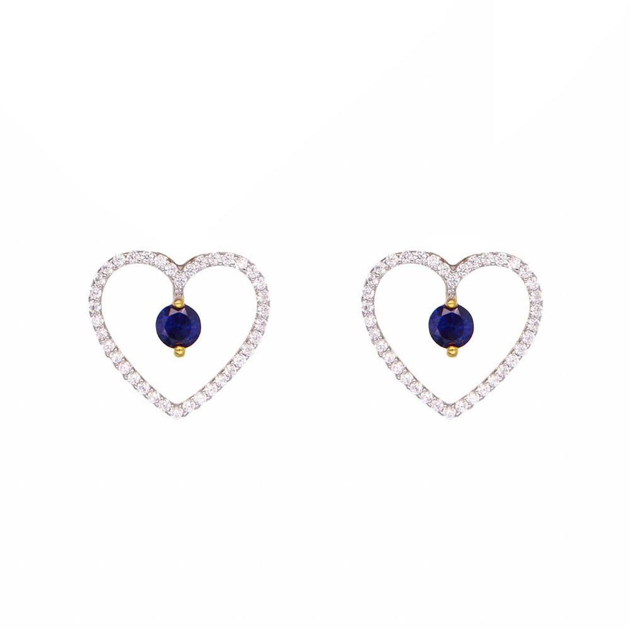 L'ATELIER D'AZUR Boucles d'Oreilles Or Jaune - Saphirs Bleus et Zirconiums - Femme