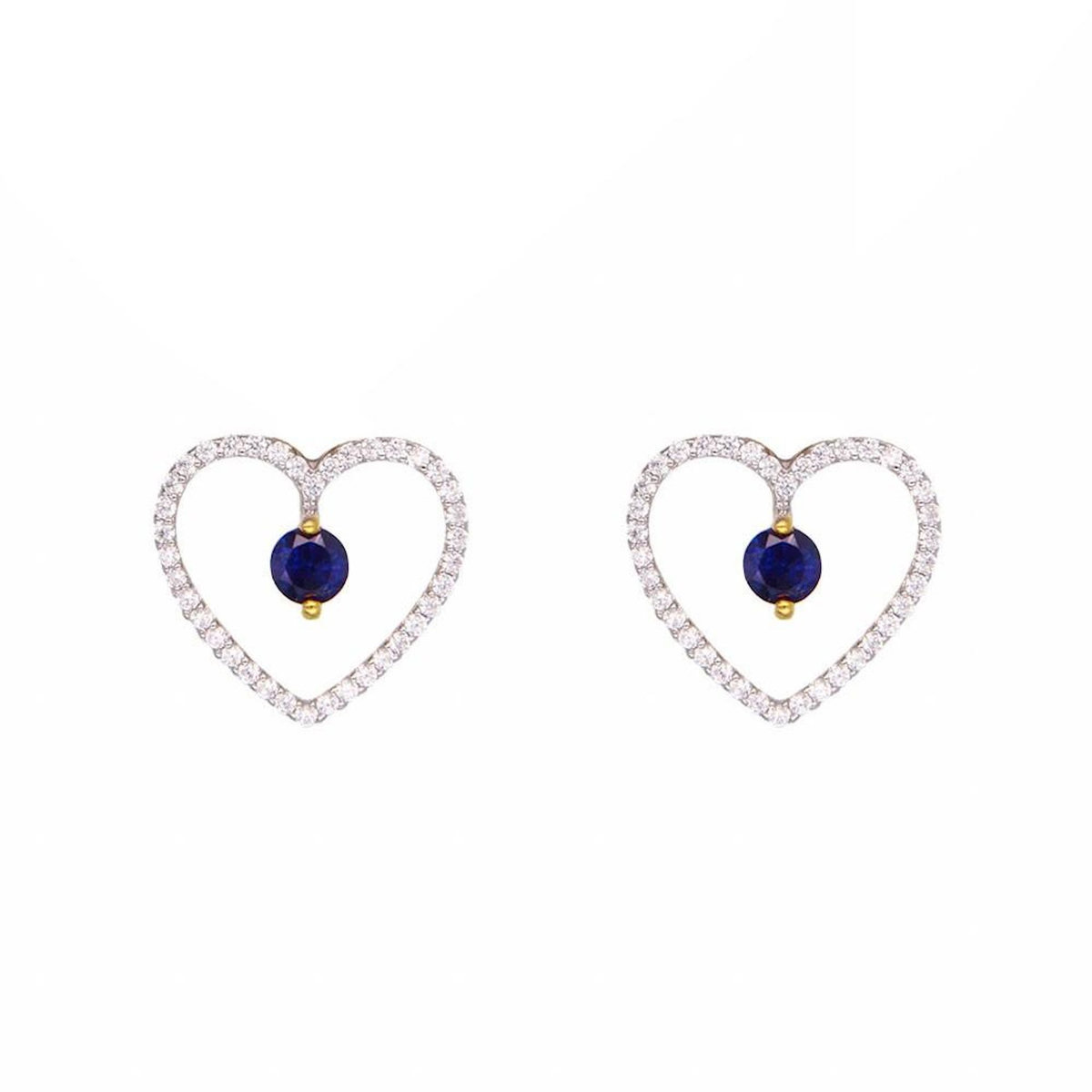 L'ATELIER D'AZUR Boucles d'Oreilles Or Jaune - Saphirs Bleus et Zirconiums - Femme