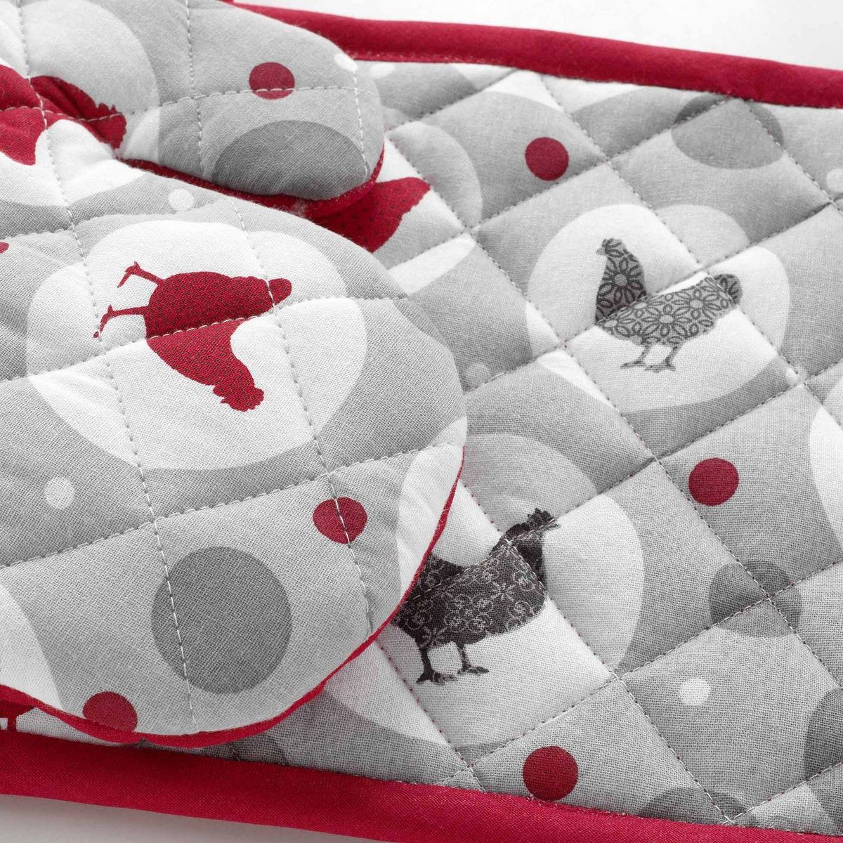 Douceur d'Intérieur Ensemble gant et manique Plumette - Rouge