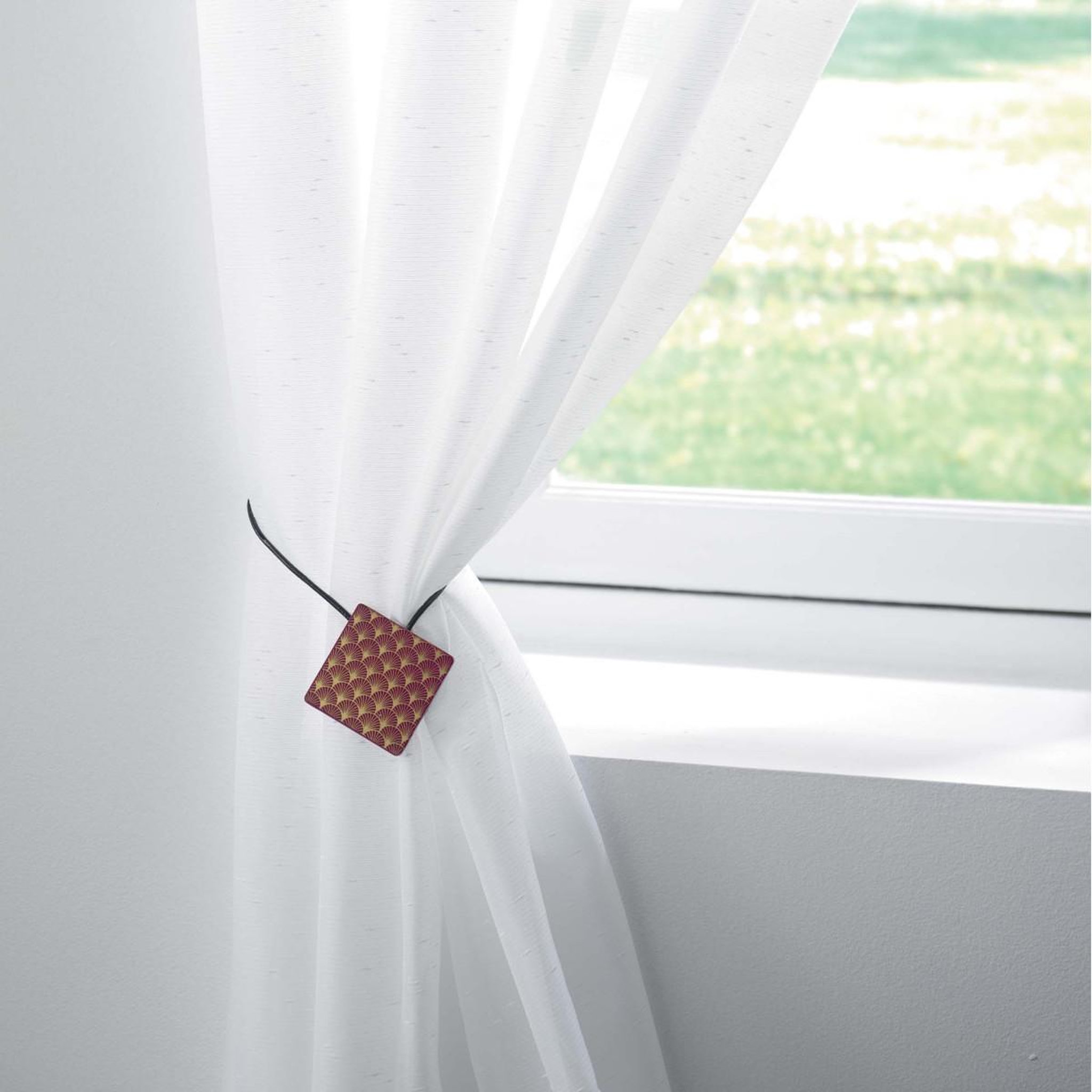 Voir la diapositive 2 : Douceur d'Intérieur Embrasse de rideau aimantée  lumos  28cm bordeaux & or