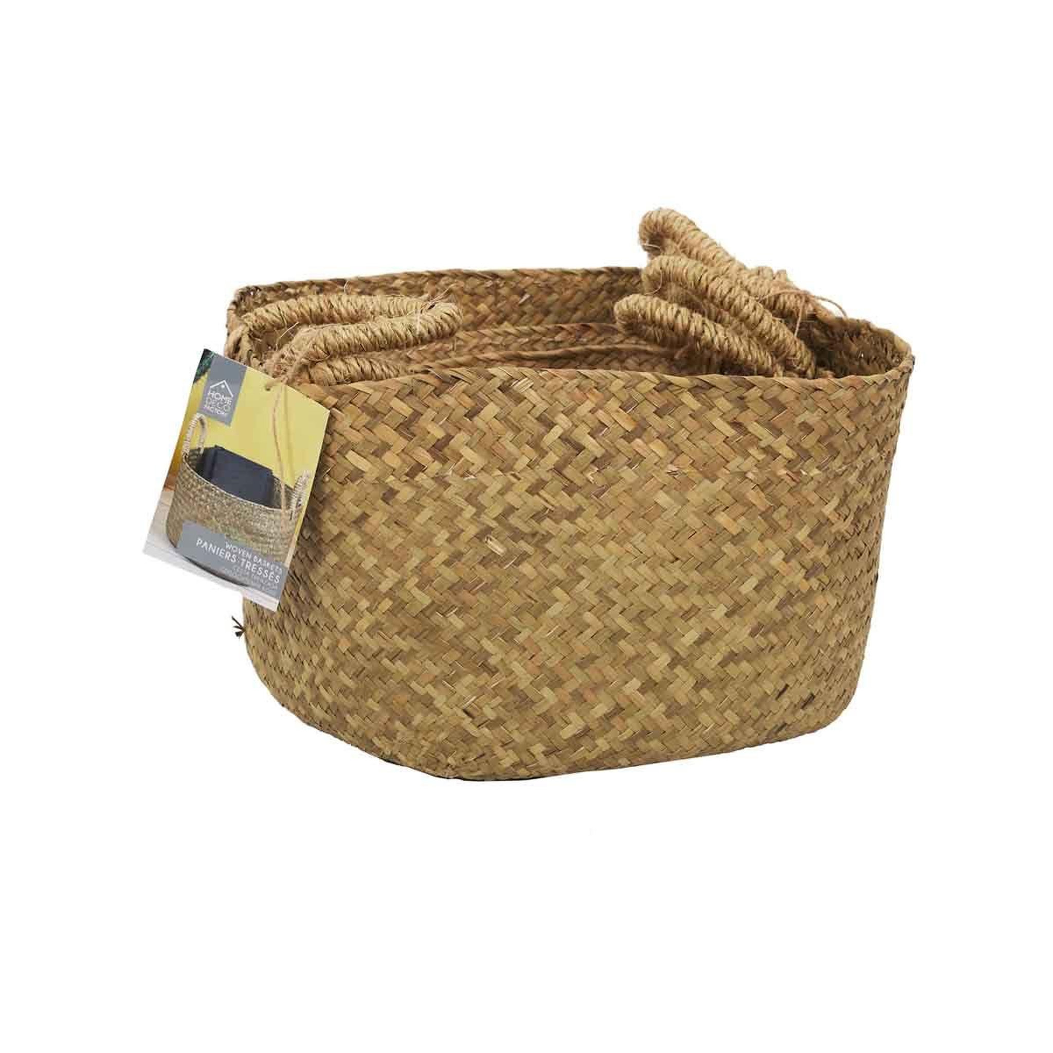 Voir la diapositive 5 : The Home Deco Factory Lot de 3 paniers de rangement  tressé  34cm naturel