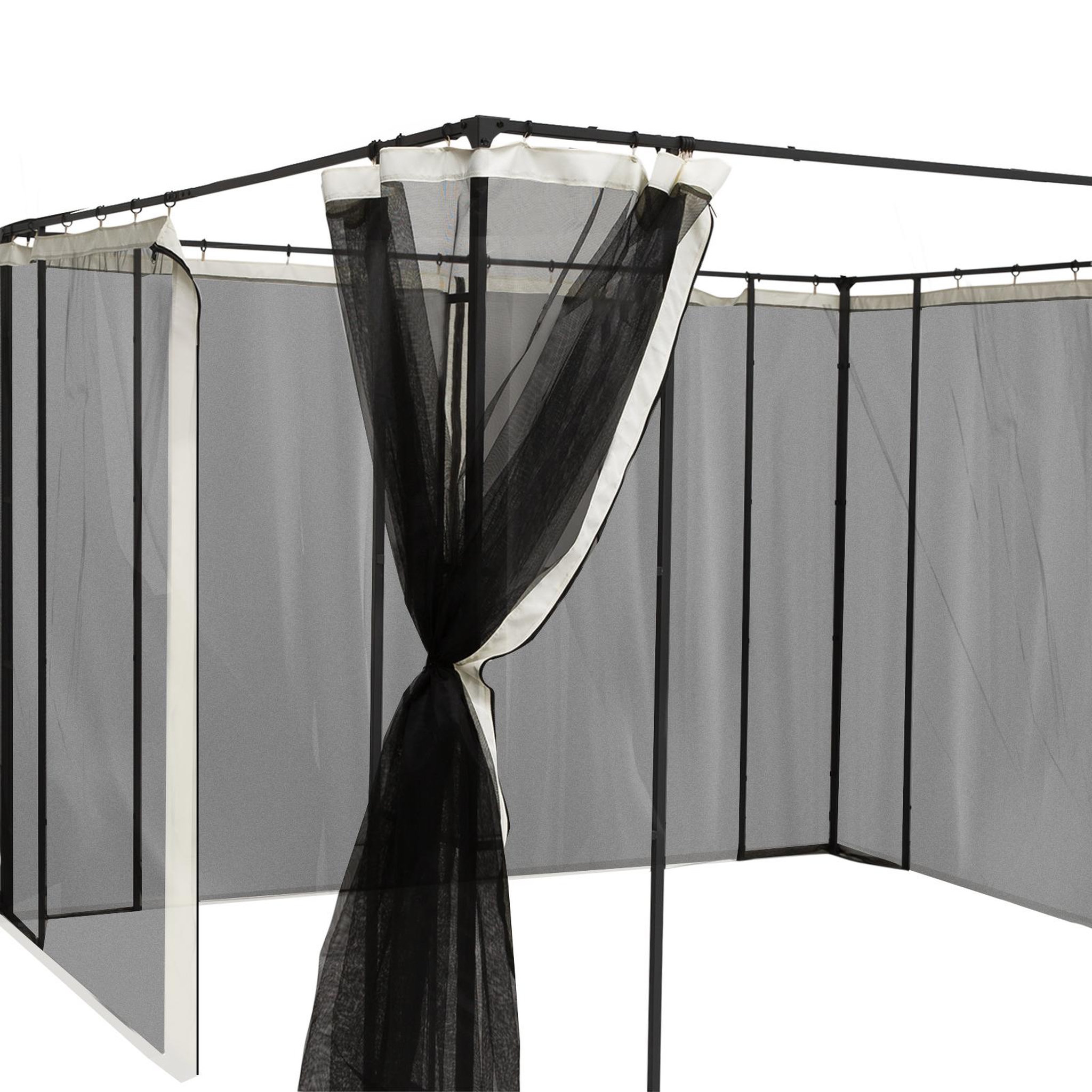 Voir la diapositive 6 : OUTSUNNY Moustiquaires pour tonnelle barnum pavillon de jardin 3 x 4 m - lot de 4 moustiquaires zippées + crochets d'attaches - polyester nylon