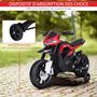 Voir la diapositive 6 : HOMCOM Moto électrique pour enfants 25 W 6 V 3 Km/h effets lumineux et sonores roulettes amovibles rouge