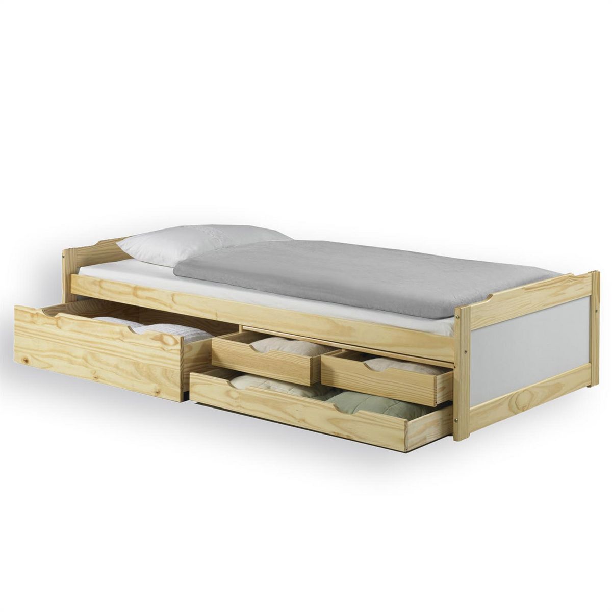 IDIMEX Lit fonctionnel en pin ANDREA, 90 x 200 cm