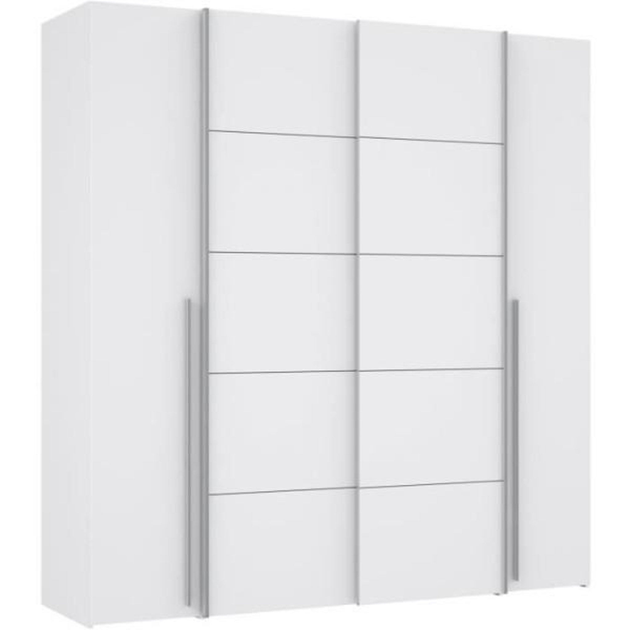 MARKET24 Armoire NARAGO - Décor Blanc mat - 2 portes coulissantes + 2 portes battantes + 2 penderies - L200 x P61 x H210 cm