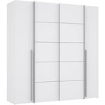 MARKET24 Armoire NARAGO - Décor Blanc mat - 2 portes coulissantes + 2 portes battantes + 2 penderies - L200 x P61 x H210 cm
