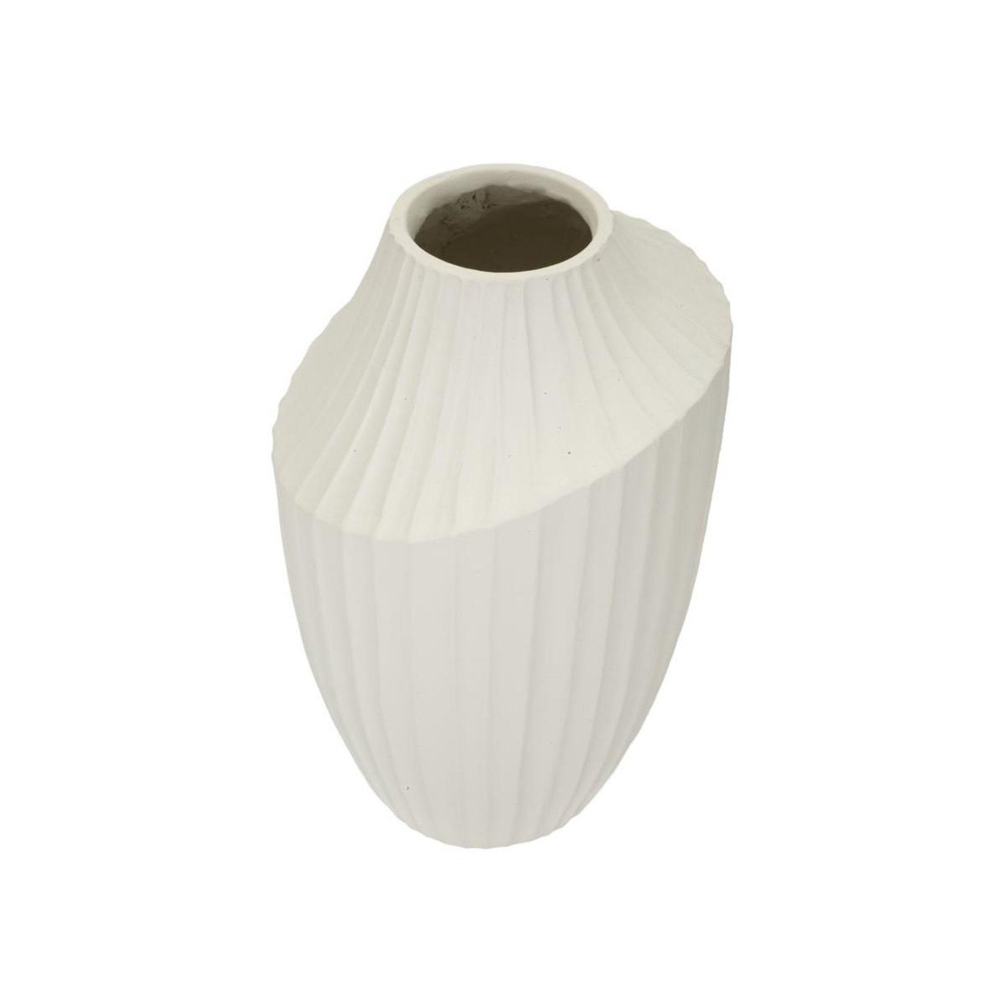 Voir la diapositive 2 : Paris Prix Vase design rainuré  ice  38cm crème
