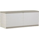 PLASTIKEN PLASTIKEN Coffre 450L Intérieur/Extérieur Fonctionnel et Esthétique Cadenassable avec Roulettes Beige