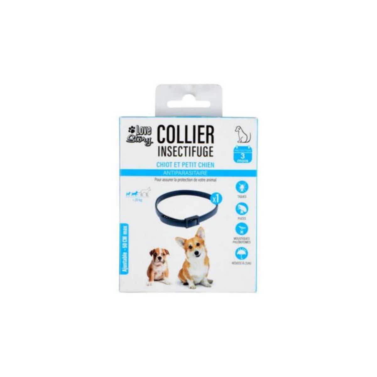 Paris Prix Collier Insectifuge Chien  Antiparasitaire  50cm Noir