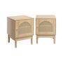 Voir la diapositive 1 : SWEEEK Lot de 2 tables de chevet bohème bois et cannage naturel 1 porte 45 x 40 x 60 cm - Judith