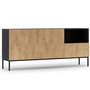 Voir la diapositive 1 : BEST MOBILIER Felicia - buffet bas - effet bois et noir - 2 portes, 1 tiroir et 1 niche - 180 cm