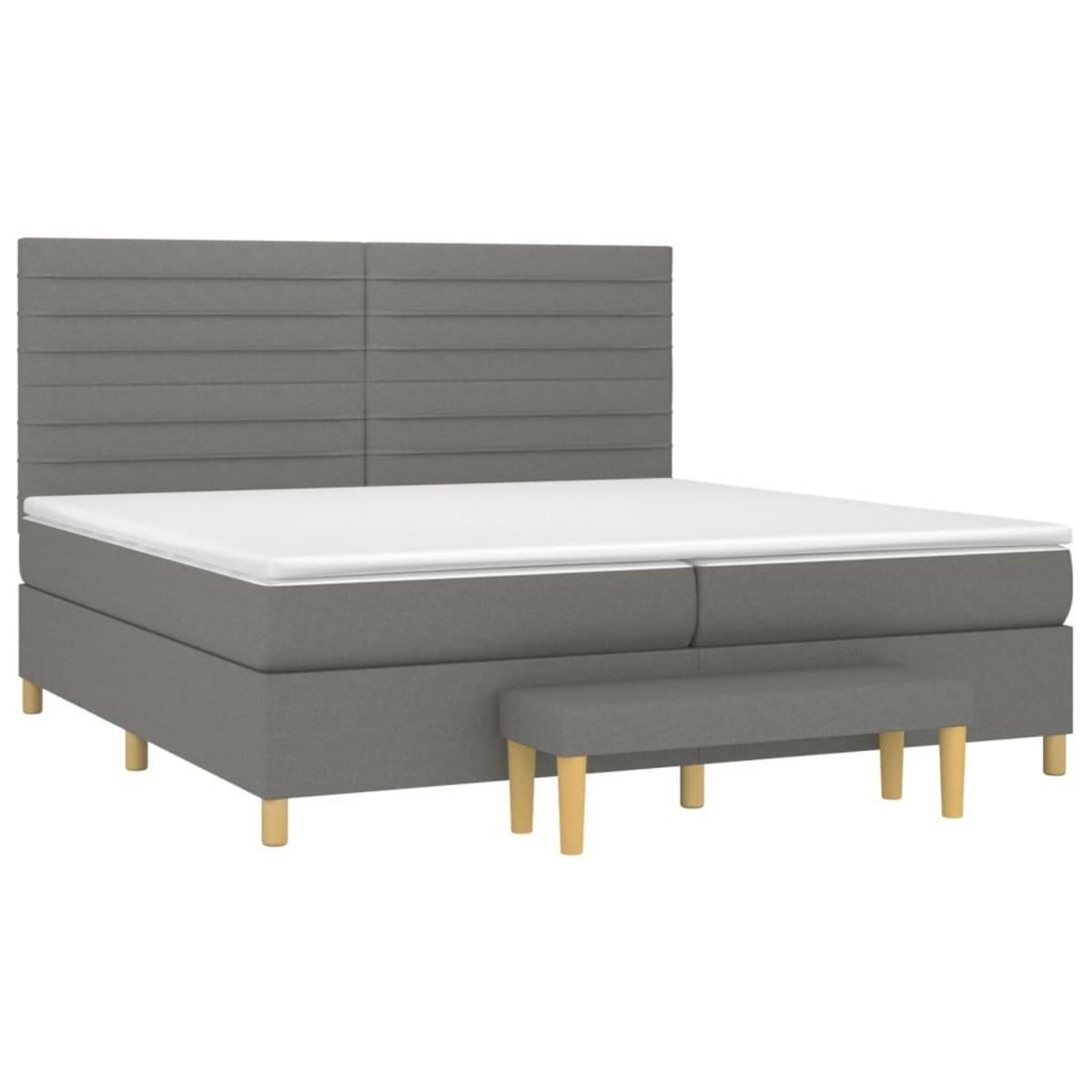 VIDAXL Sommier a lattes de lit avec matelas Gris fonce 200x200cm Tissu