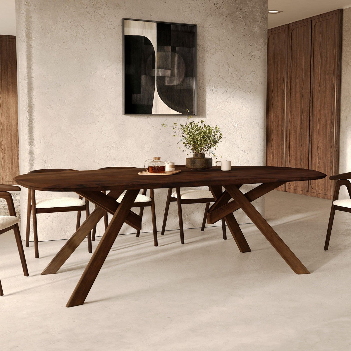 Rendez vous déco Table rectangulaire en bois d'hévéa massif foncé 8 personnes-Merlin