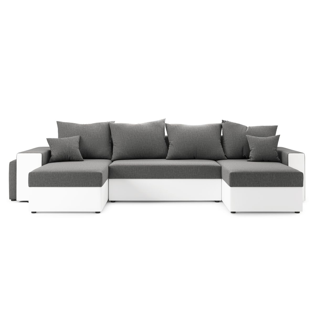 Canapé panoramique convertible 6 places avec étagères et poufs intégrés AUSTIN