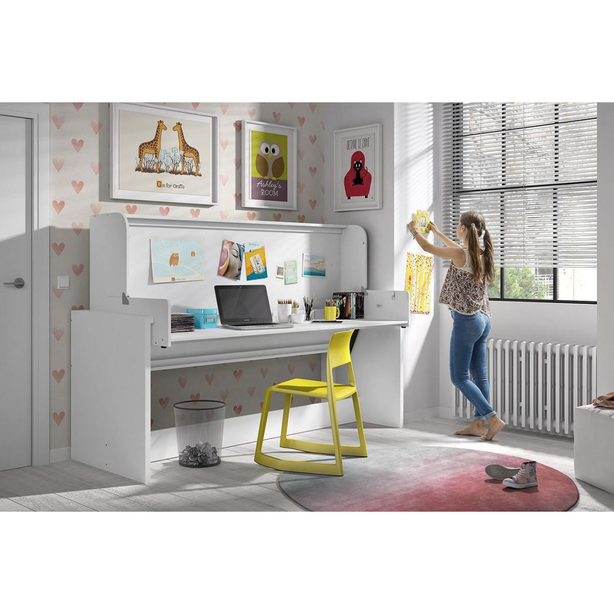 Voir la diapositive 5 : Paris Prix Lit bureau enfant  denver  90x200cm blanc