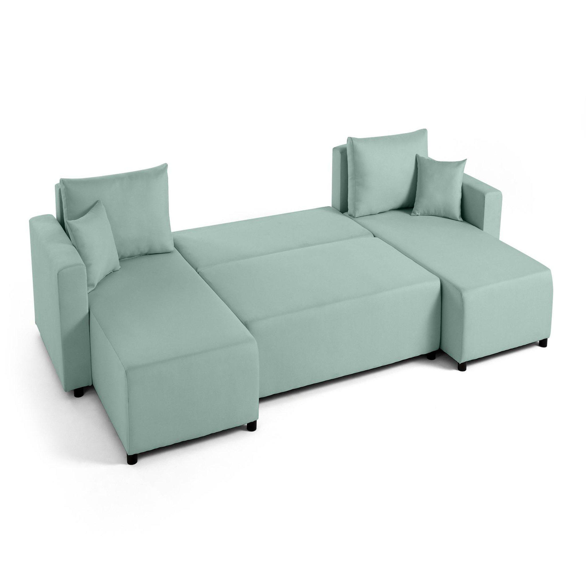 Voir la diapositive 3 : BEST MOBILIER Regala - canapé panoramique - 7 places - convertible avec coffre - en tissu