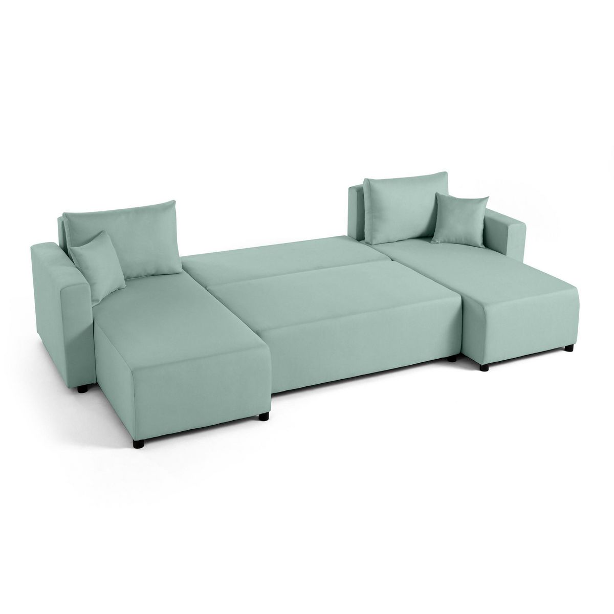 BEST MOBILIER Regala - canapé panoramique - 7 places - convertible avec coffre - en tissu