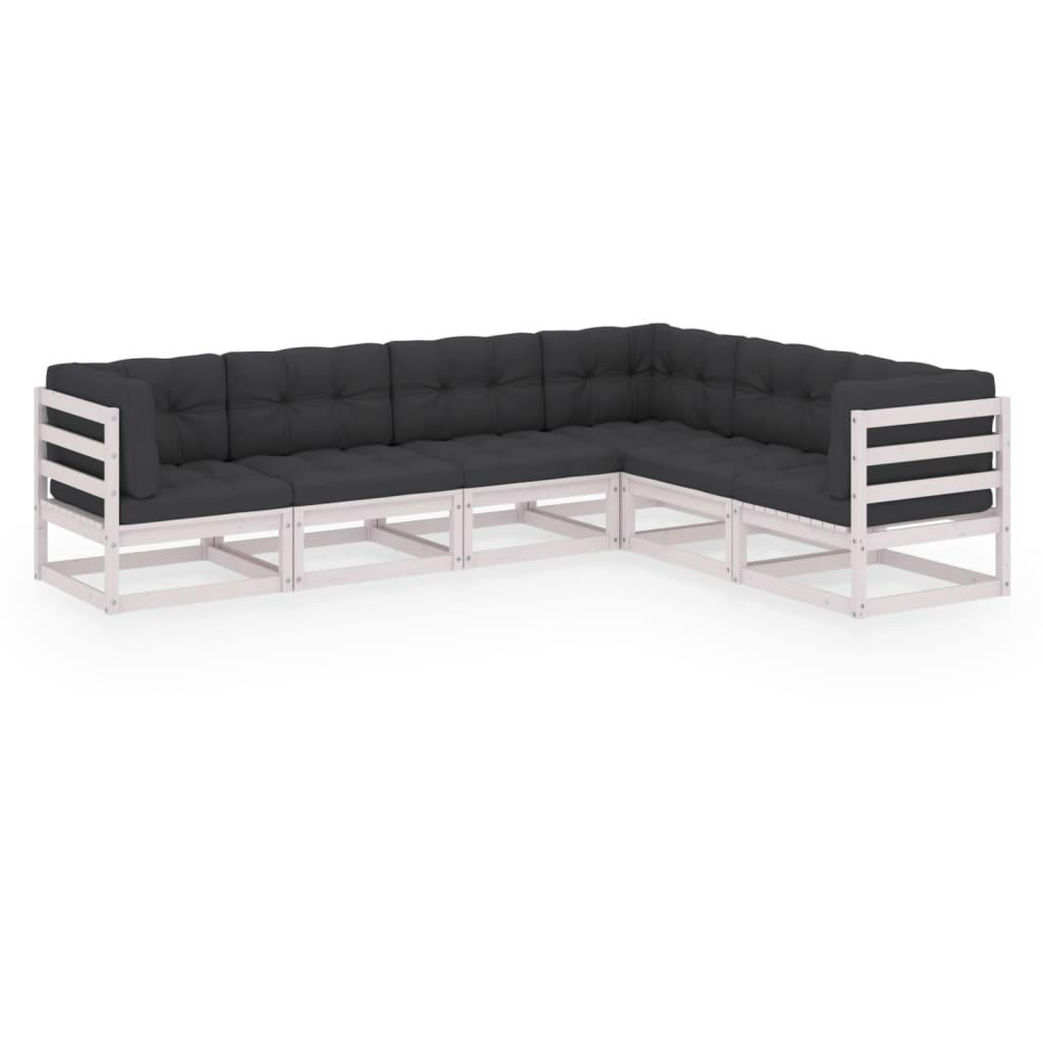 Voir la diapositive 2 : VIDAXL Salon de jardin 6 pcs avec coussins Bois de pin massif