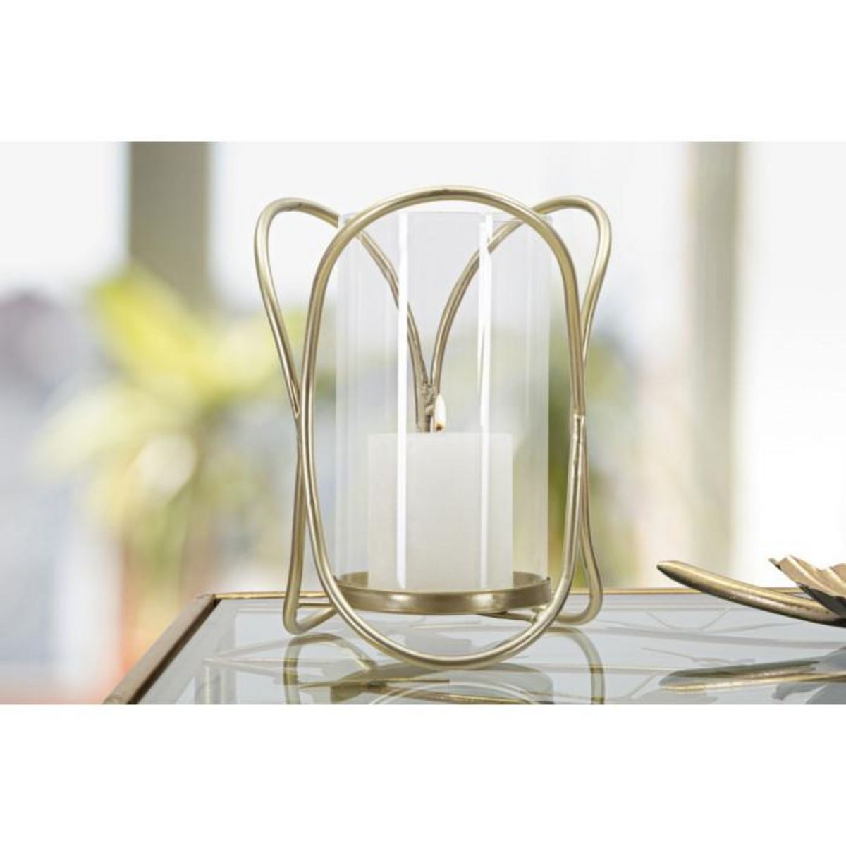 Paris Prix Photophore Design en Verre  Glox  21cm Or Clair