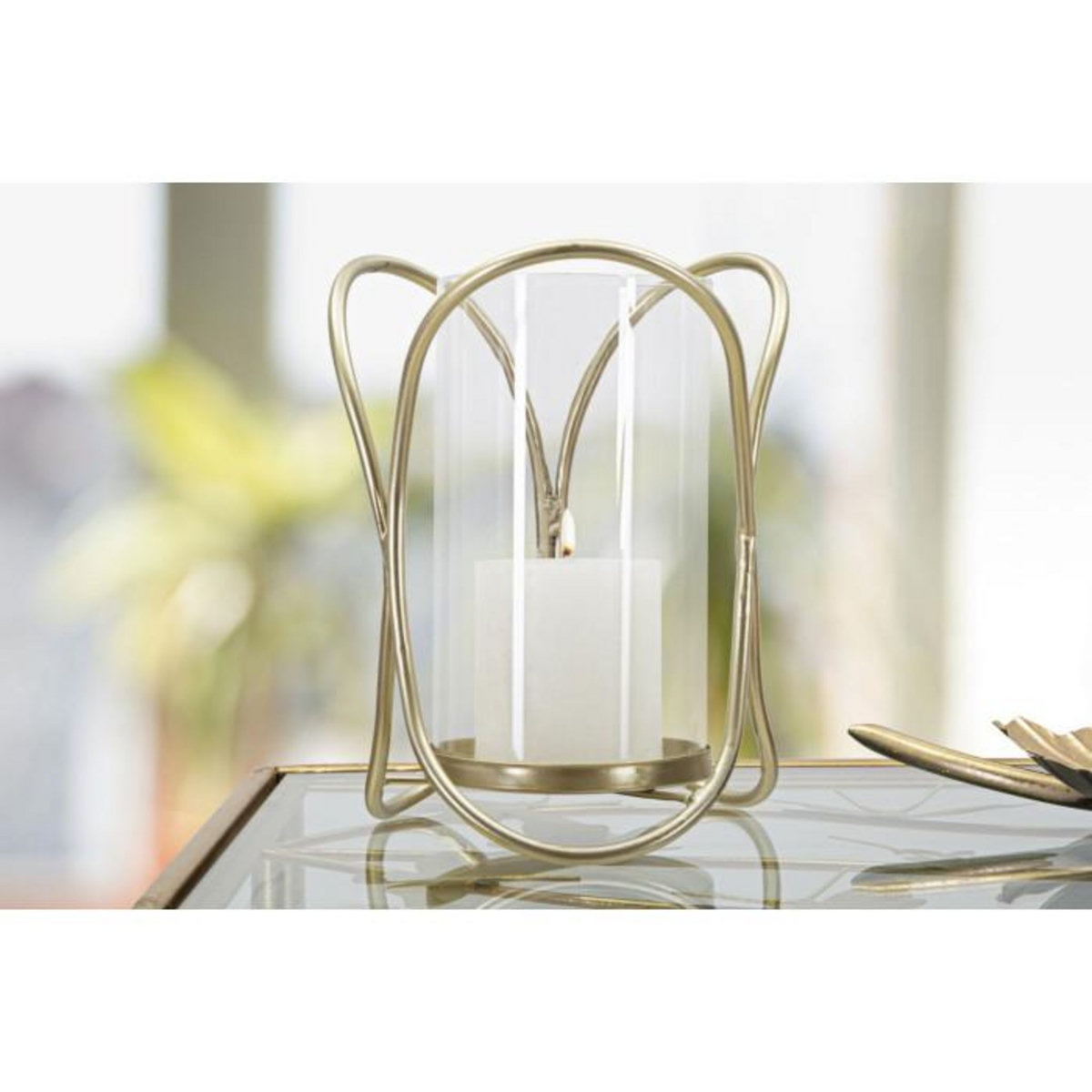 Paris Prix Photophore Design en Verre  Glox  21cm Or Clair