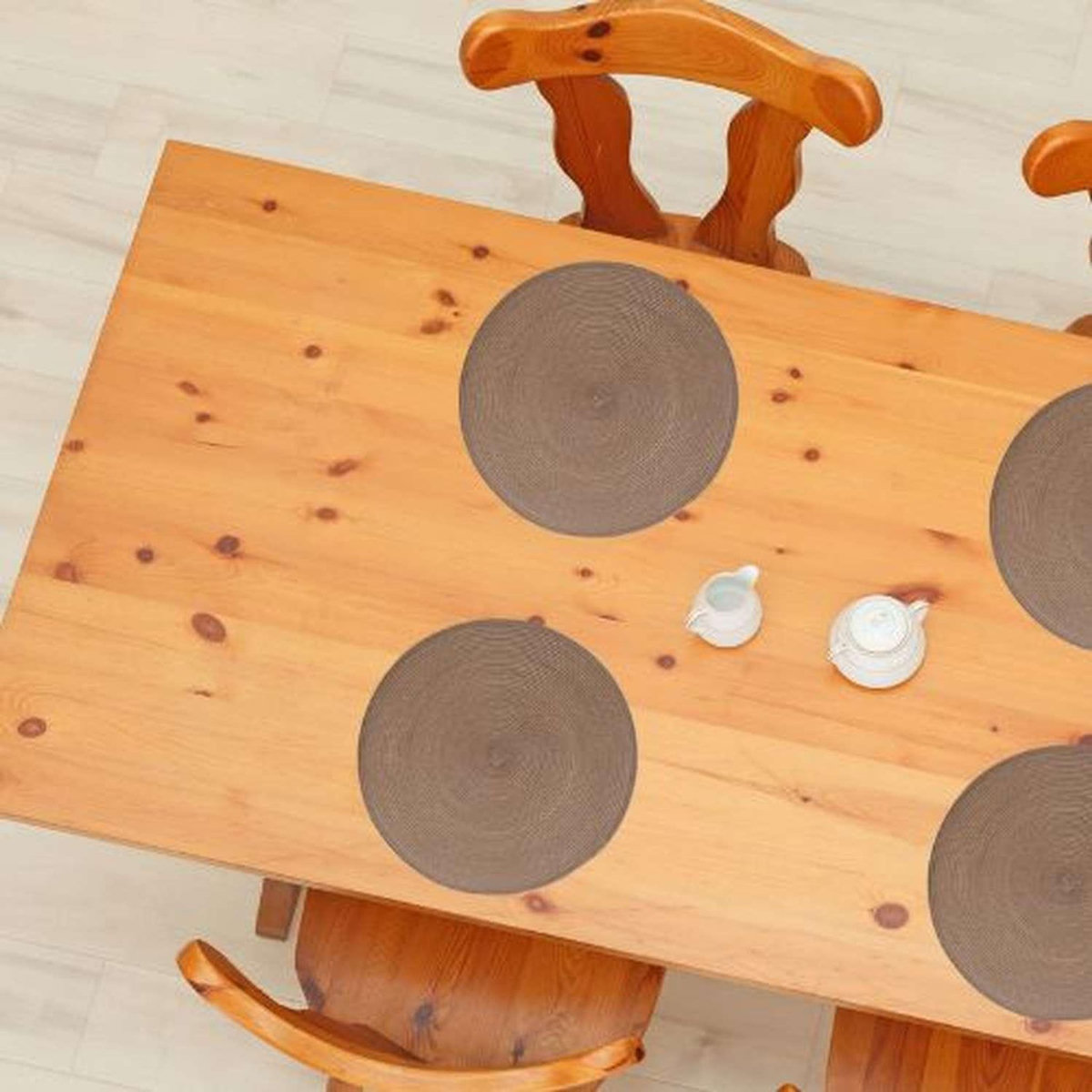 SECRET DE GOURMET Lot de 2 sets de table Tressés Ronds - Diam. 38 cm - Noir