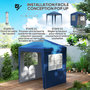 Voir la diapositive 5 : OUTSUNNY Tonnelle de jardin pliante pop-up réglable anti-UV 30+ 4 sacs lestage sac de transport bleu